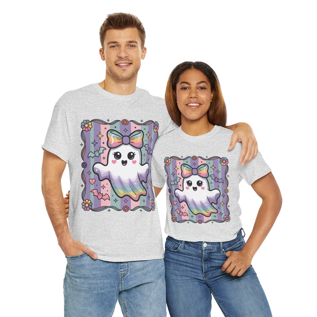 Pastel Ghost Rainbow Bow Unisex Cotton Tee