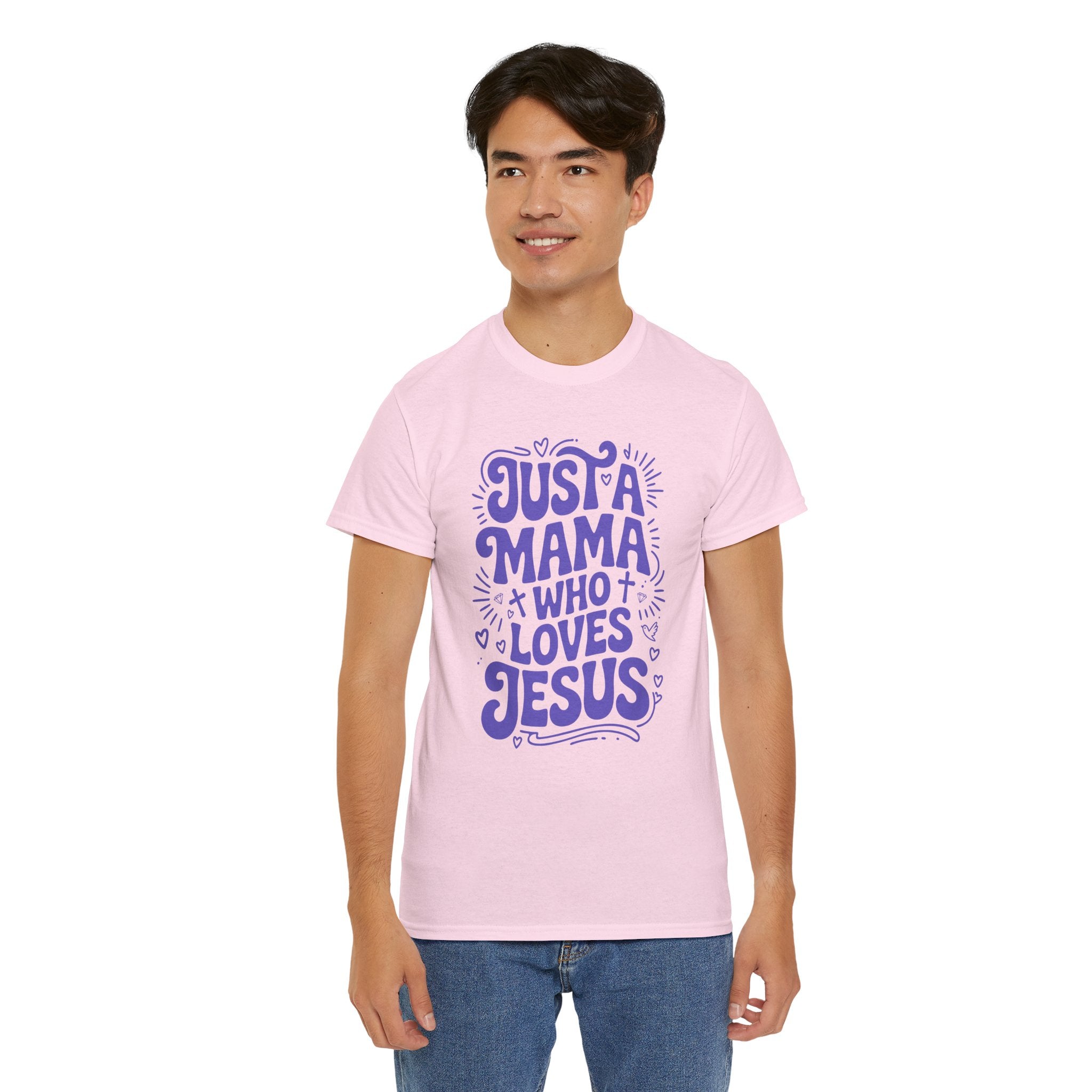 Mama Who Loves Jesus T-Shirt — Bright Green Bubbly Faith Unisex Cotton Tee