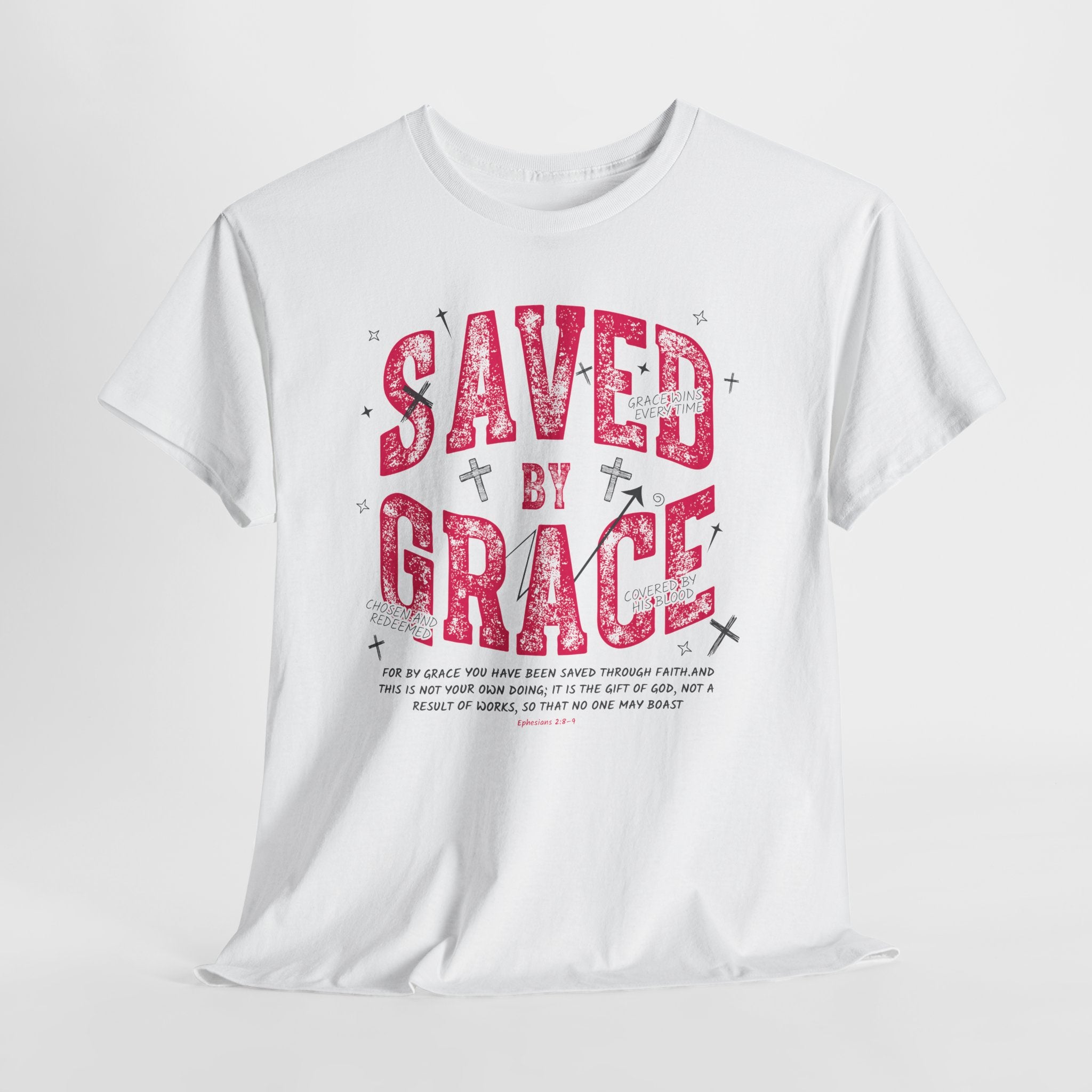 Saved by Grace Ephesians 2:8-9 Unisex Cotton T-Shirt