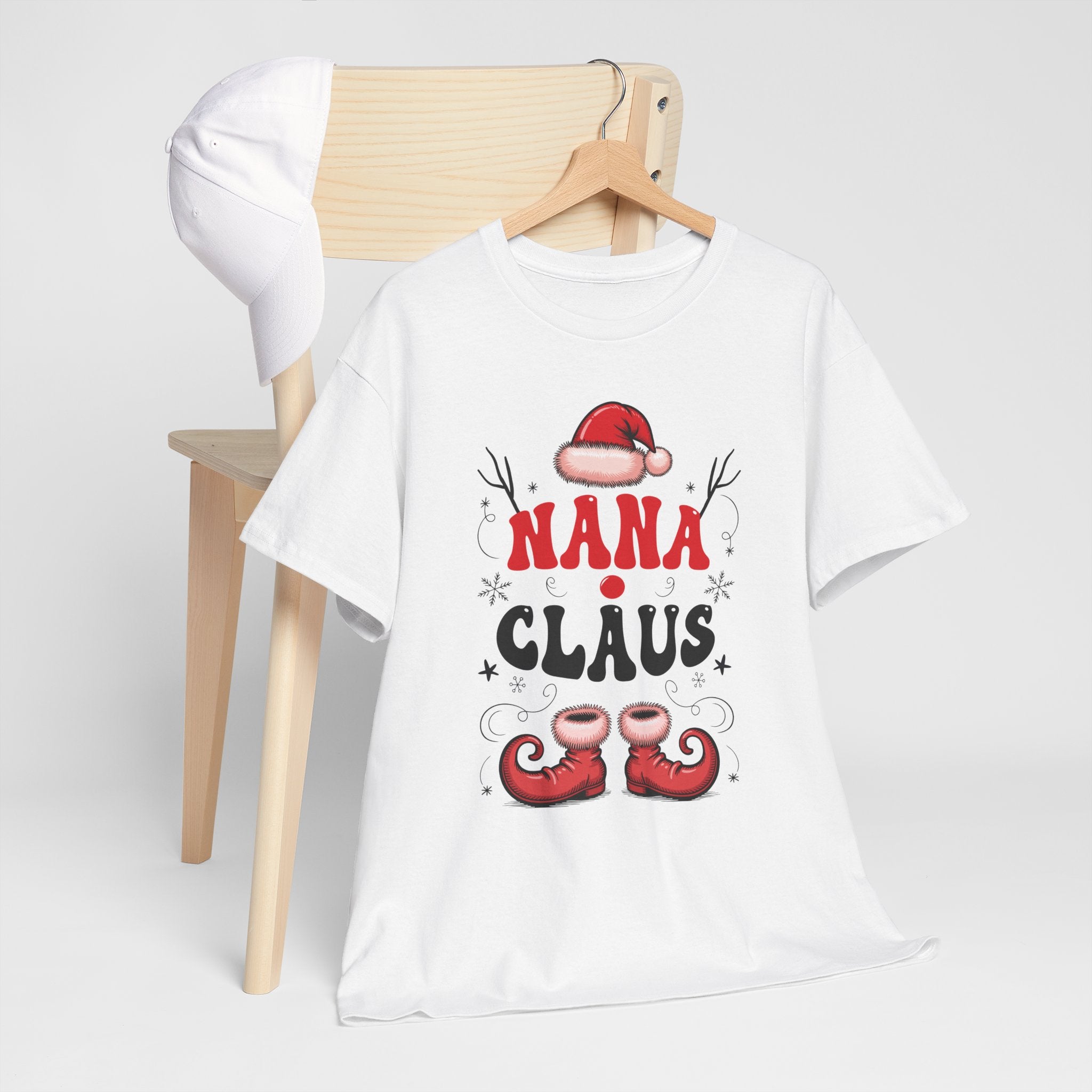 Nana Christmas T-Shirt — Santa Hat & Elf Boots Holiday Unisex Cotton Tee