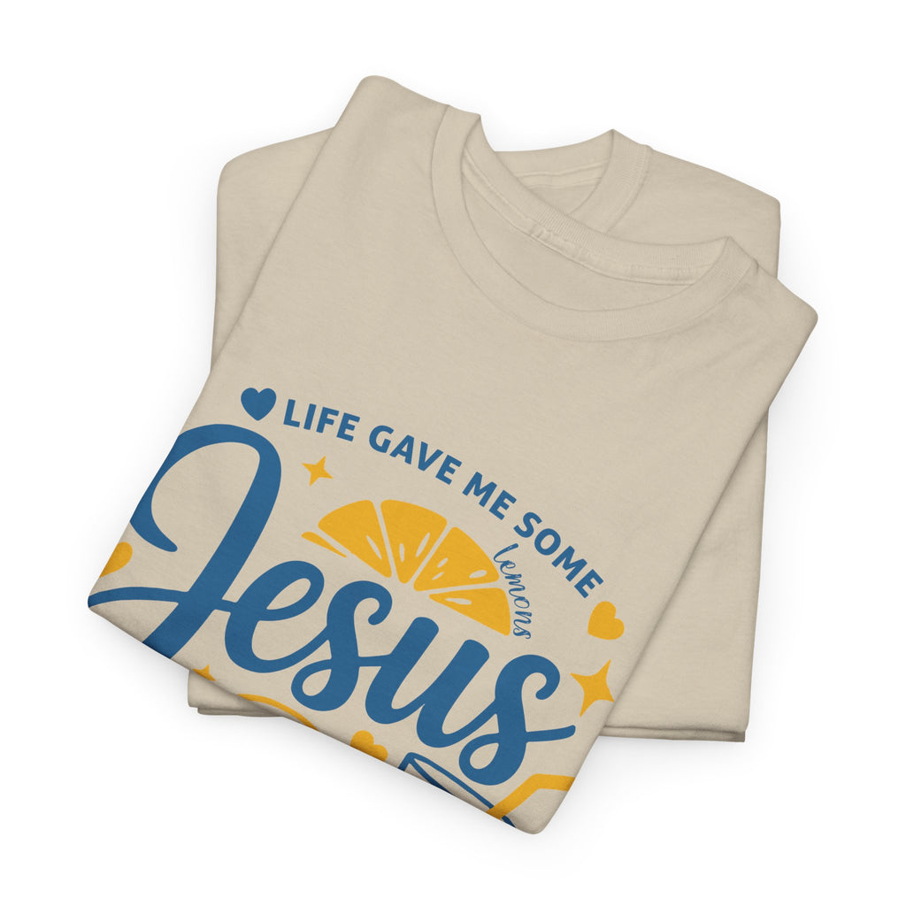 Christian Lemonade T-Shirt — “Life gave me some lemons but my Jesus He be makin’ lemonade”. Unisex Cotton Tee