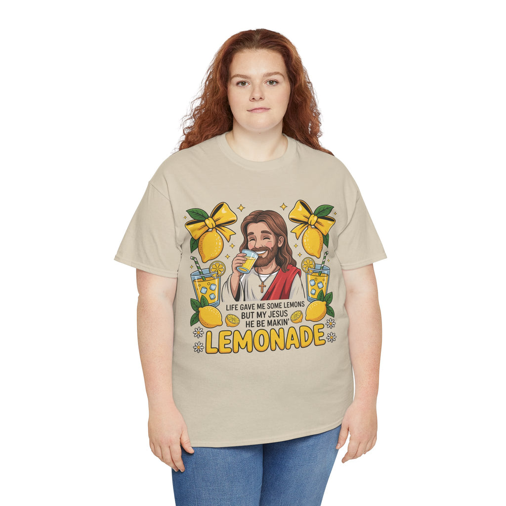 Jesus Drinking Lemonade T-Shirt — "Life Gave Me Some Lemons" Christian Unisex Cotton Tee