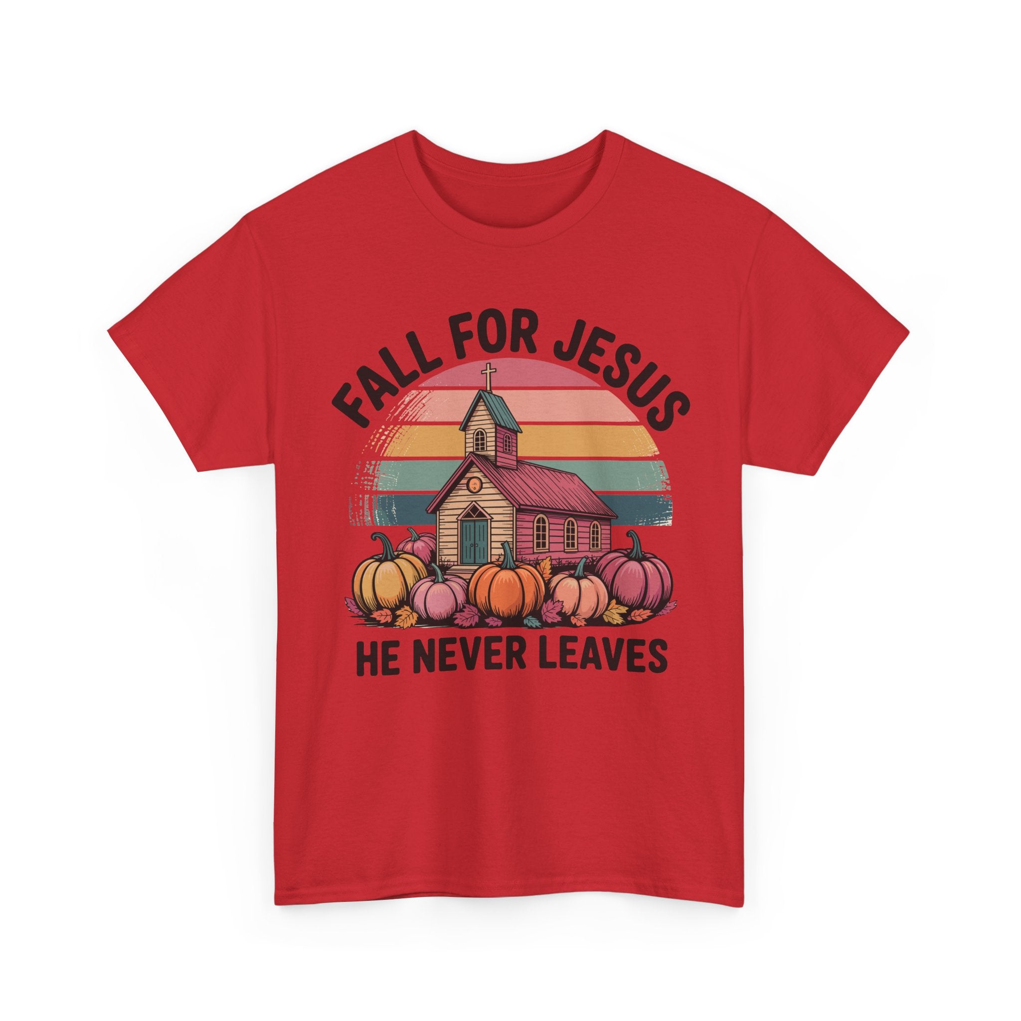 Jesus Leopard Print Fall T-Shirt — Pumpkins, Leaves & Floral Faith Unisex Cotton Tee