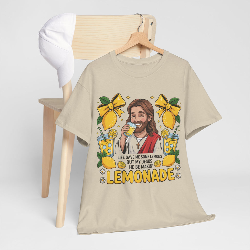 Jesus Drinking Lemonade T-Shirt — "Life Gave Me Some Lemons" Christian Unisex Cotton Tee