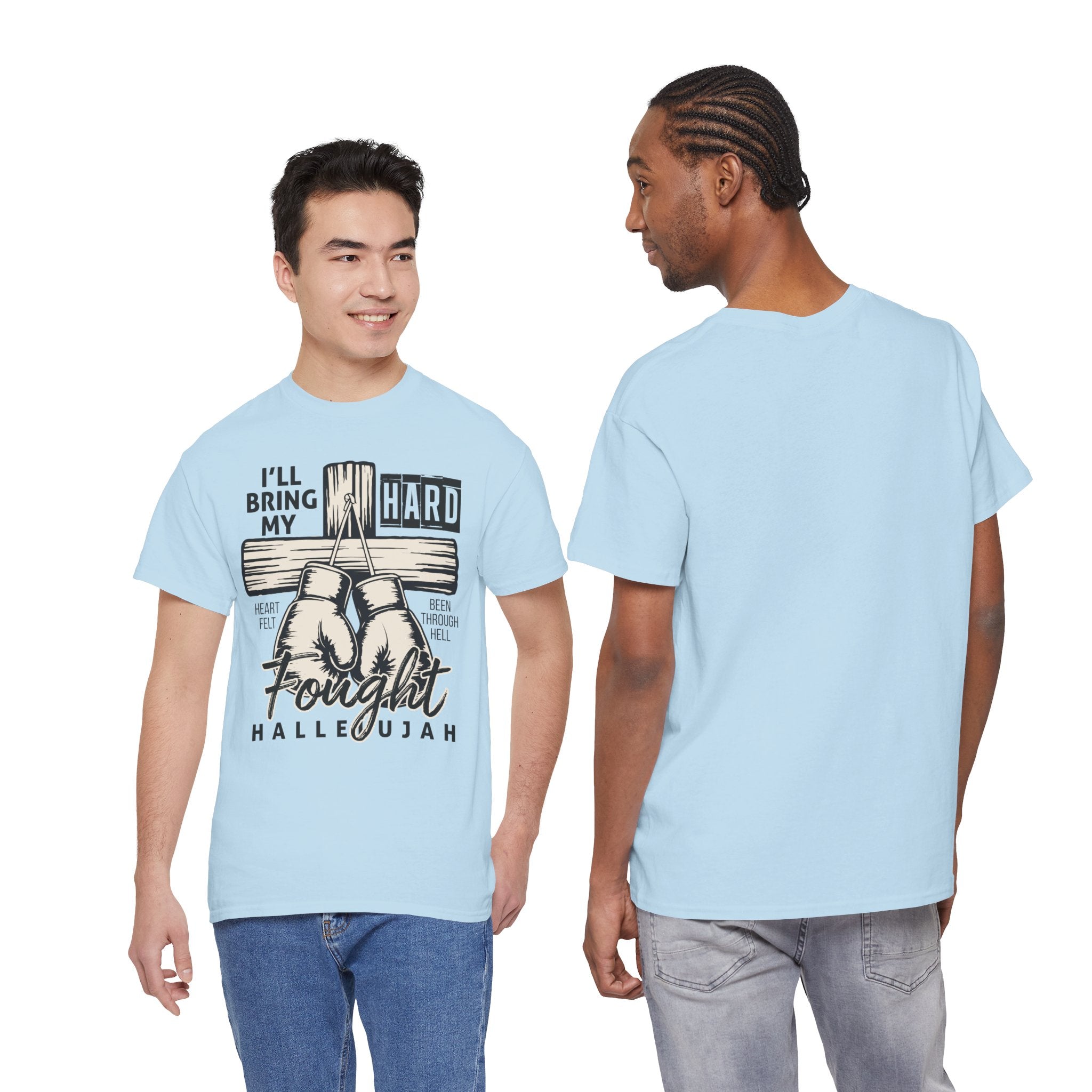 Christian Boxing Gloves Cross Tee — "I’ll Bring My Hard-Fought Heart."Unisex Cotton Tee