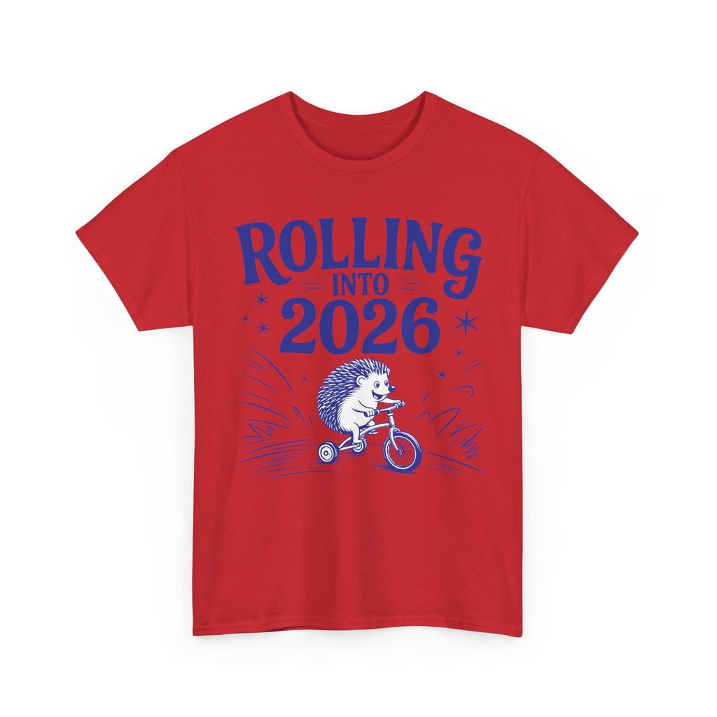 Rolling Into 2026 Hedgehog Tricycle Unisex Cotton Tee