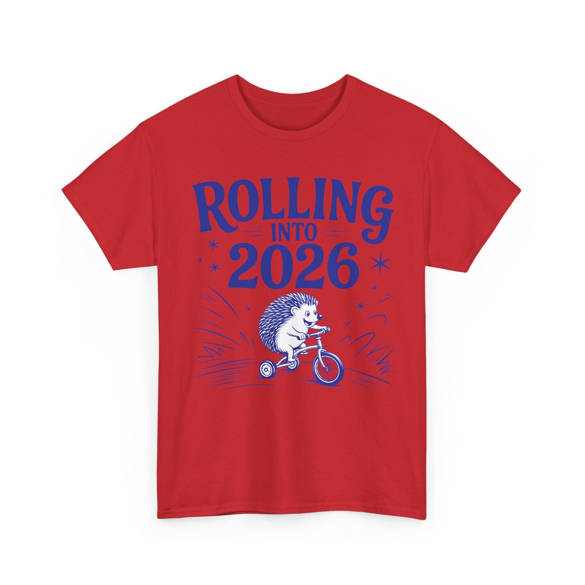 Rolling Into 2026 Hedgehog Tricycle Unisex Cotton Tee