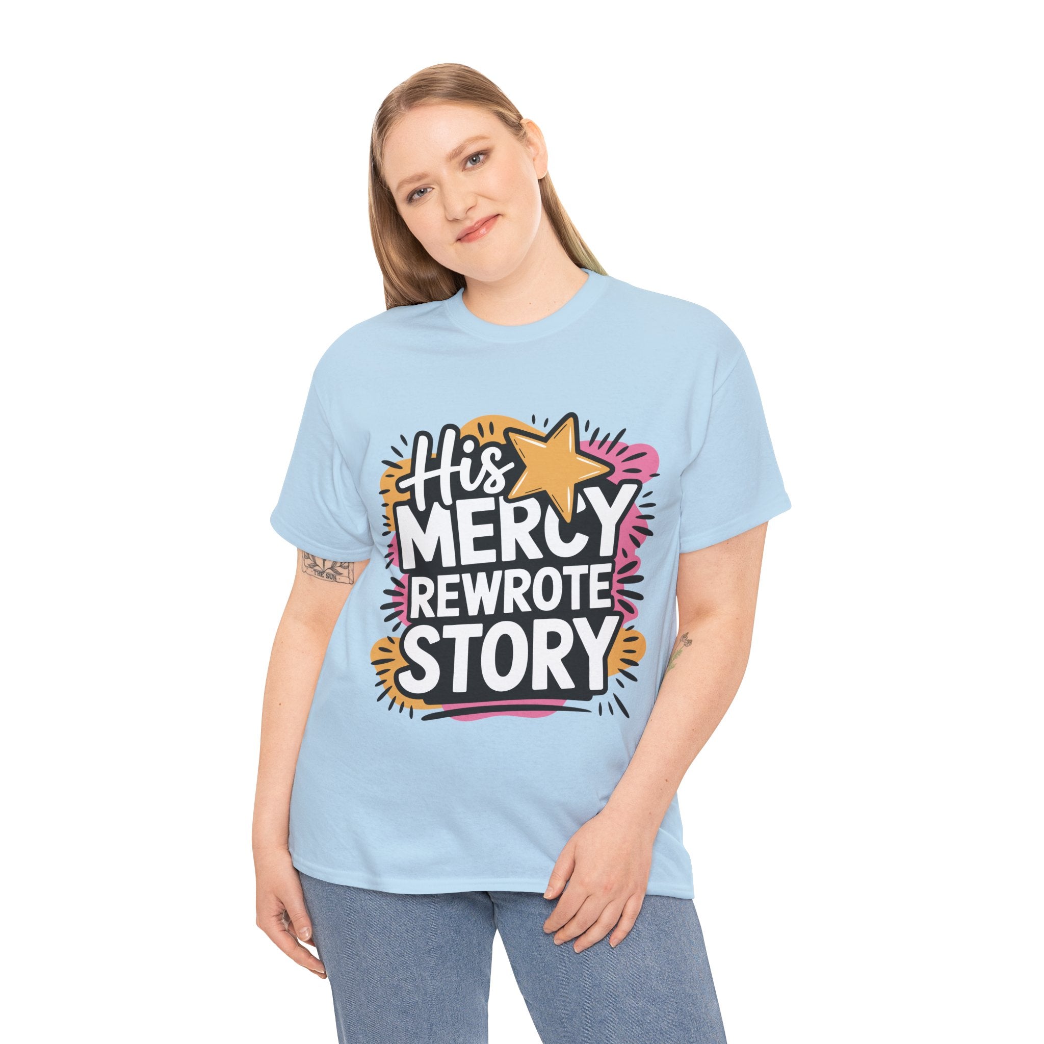 His Mercy Rewrote My Story Tee — Retro Christian Graphic T-Shirt