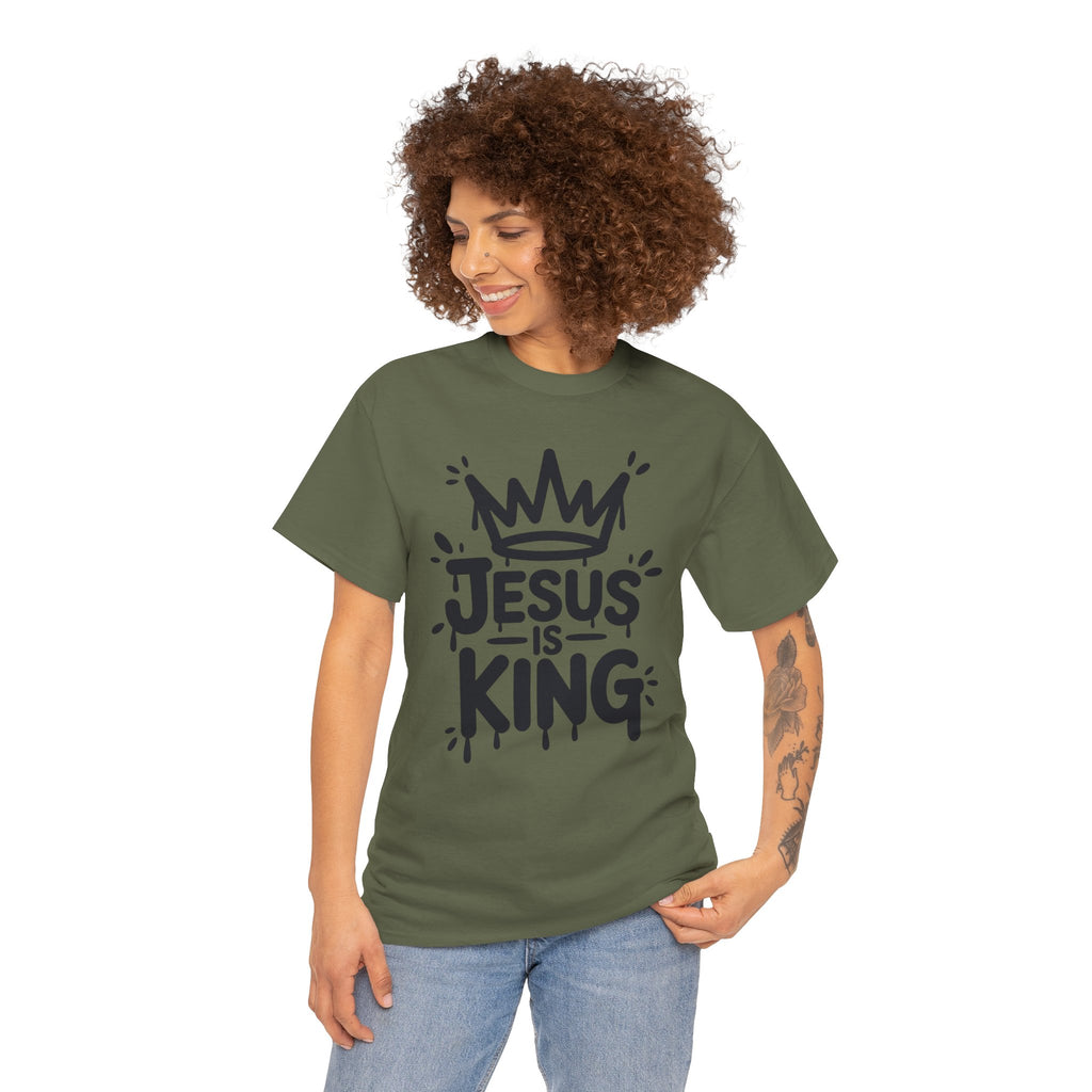 Jesus Is King Crown T-Shirt — Minimalist Christian Unisex Cotton Tee