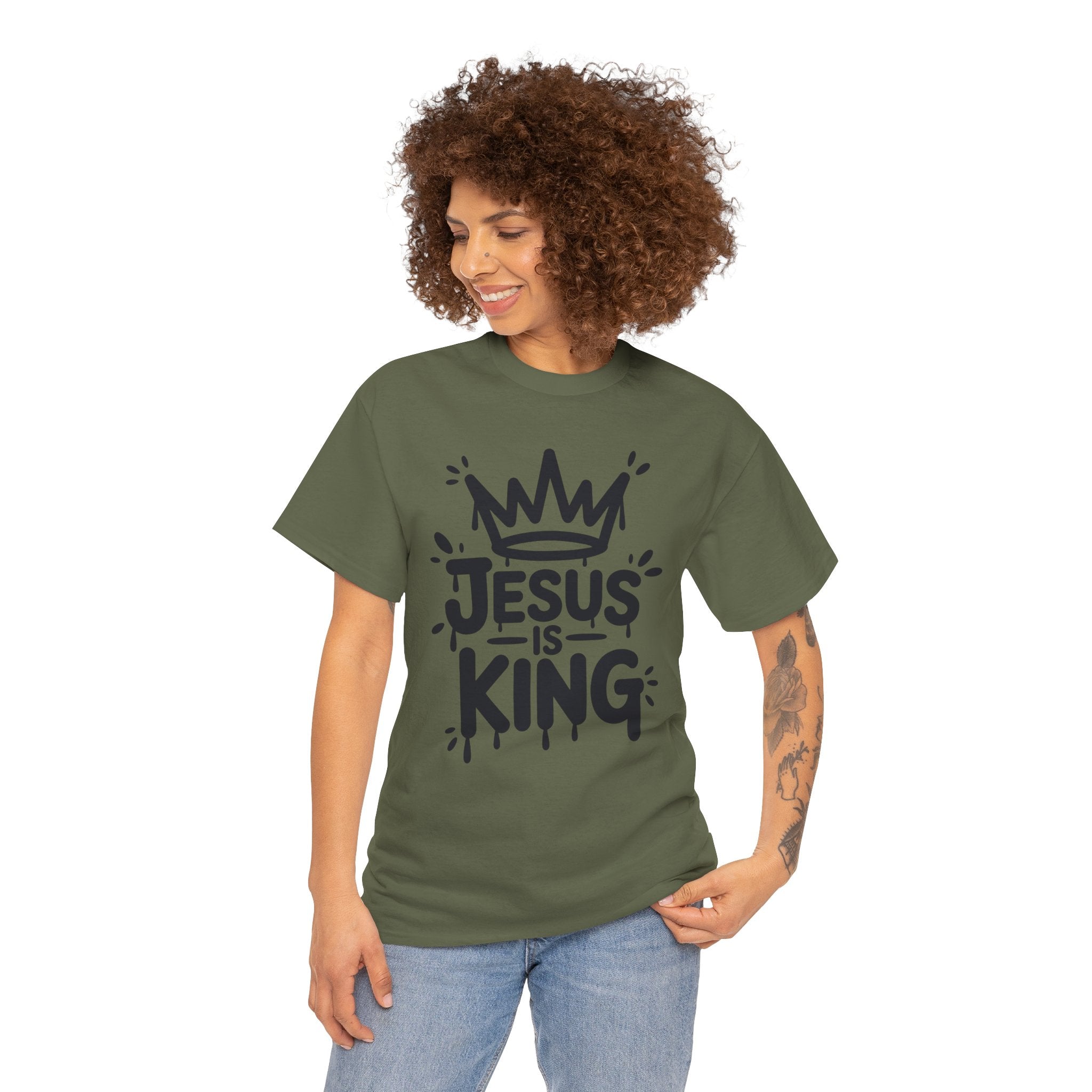 Jesus Is King Crown T-Shirt — Minimalist Christian Unisex Cotton Tee