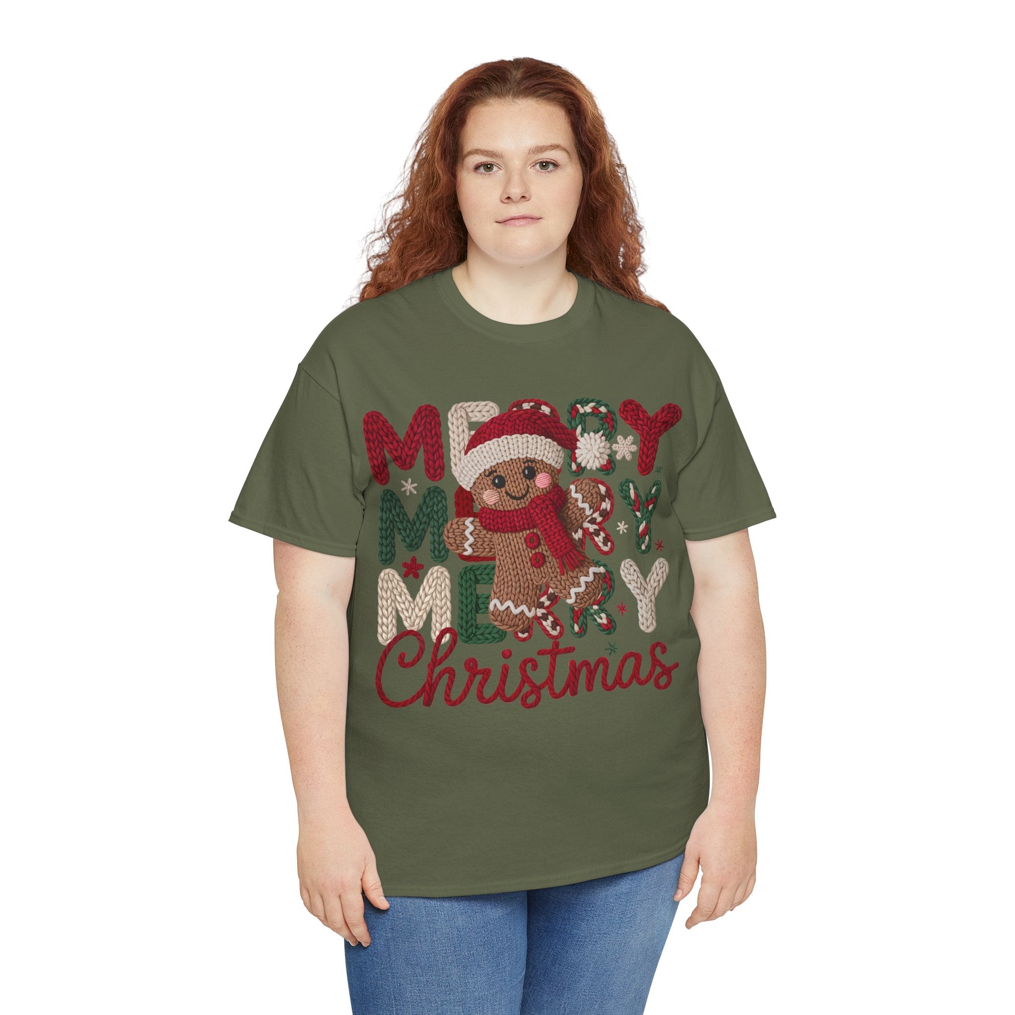 Merry Merry Merry Christmas Gingerbread Unisex Cotton Tee