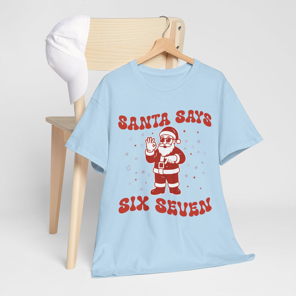 Retro 'Santa Says Six Seven' Christmas Unisex Cotton Tee