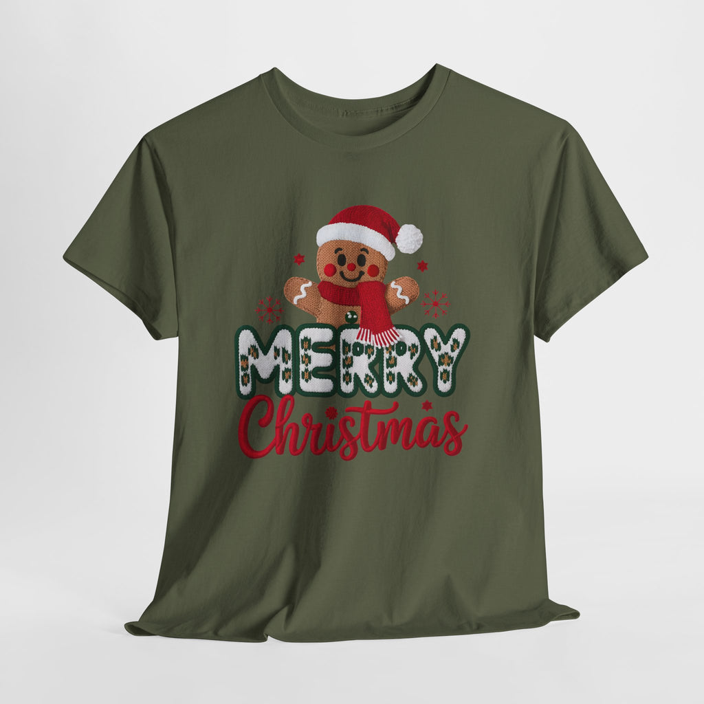 Gingerbread Santa 'Merry Christmas' Unisex Cotton Tee T-Shirt