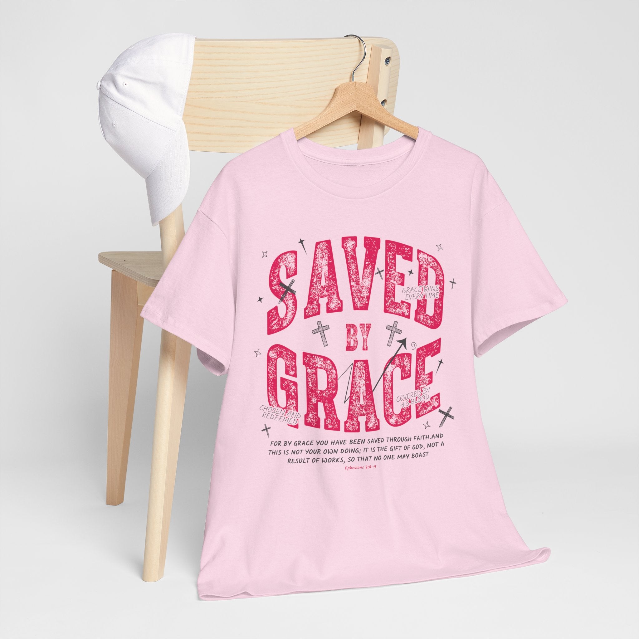 Saved by Grace Ephesians 2:8-9 Unisex Cotton T-Shirt