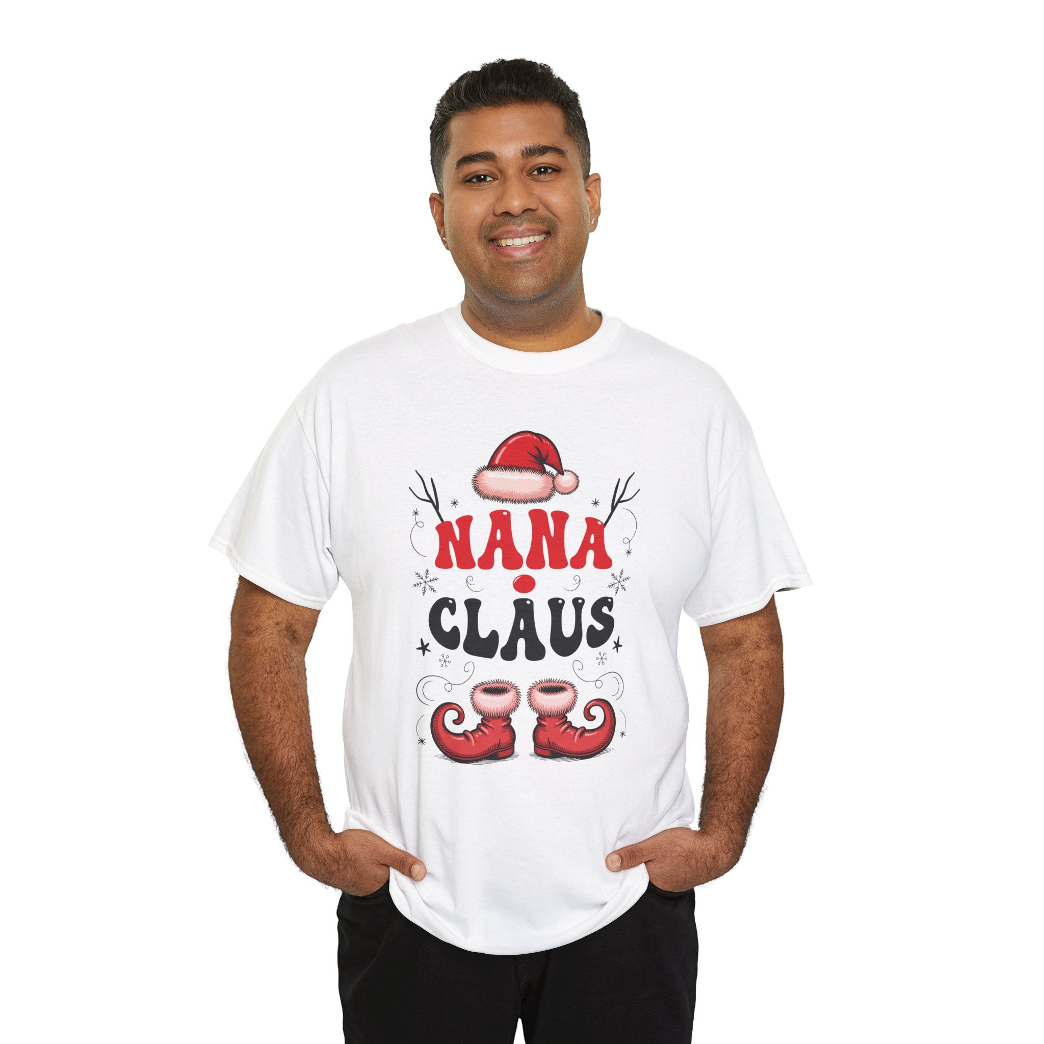 Nana Christmas T-Shirt — Santa Hat & Elf Boots Holiday Unisex Cotton Tee