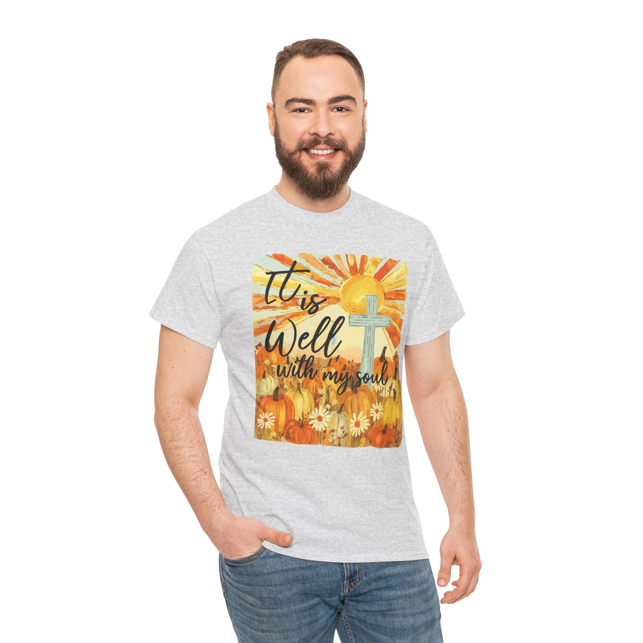 It Is Well With My Soul Pumpkin Sunrise Unisex Cotton T-Shirt