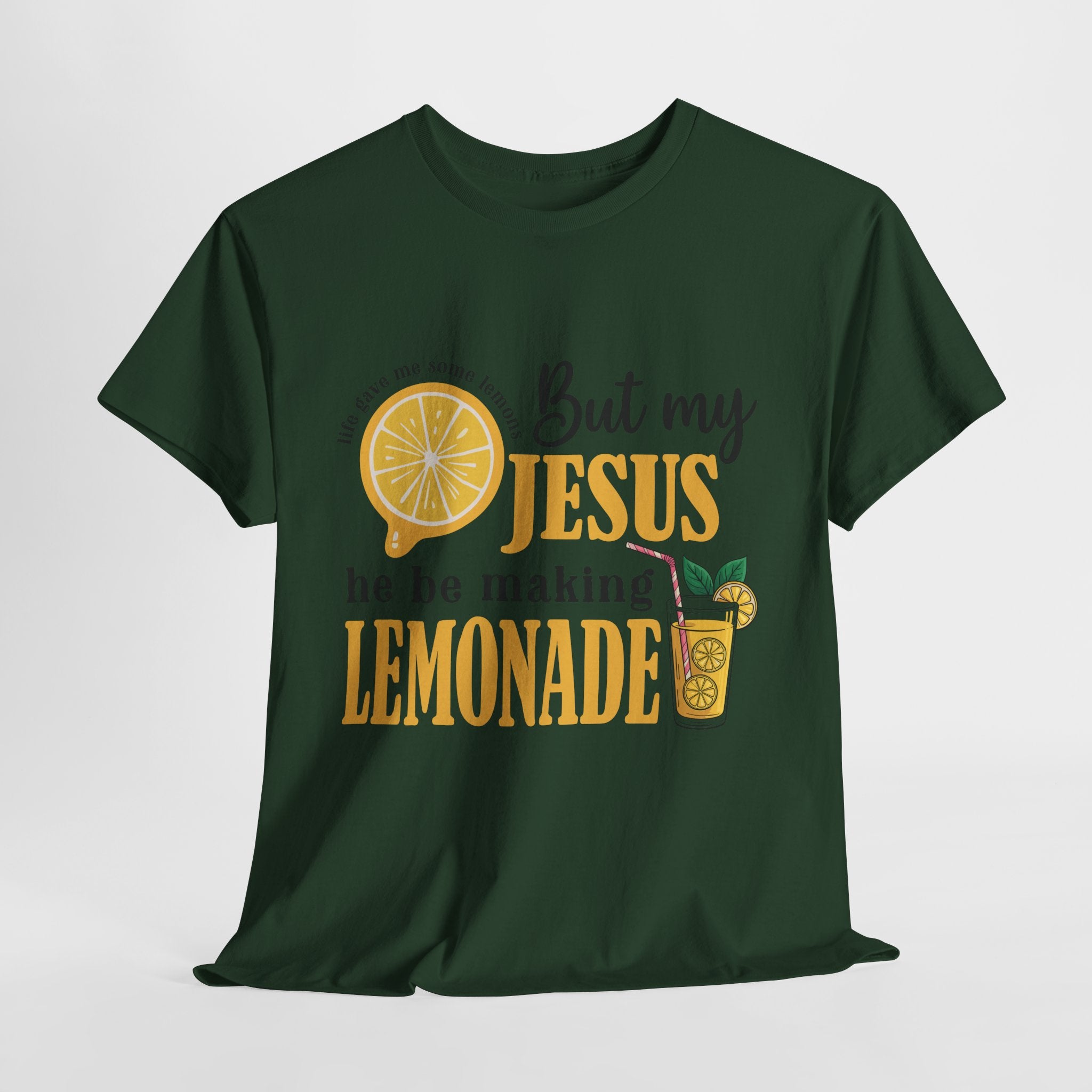 Jesus Lemonade Tee — Lemon Slice & Glass Graphic Christian Unisex Cotton T-Shirt
