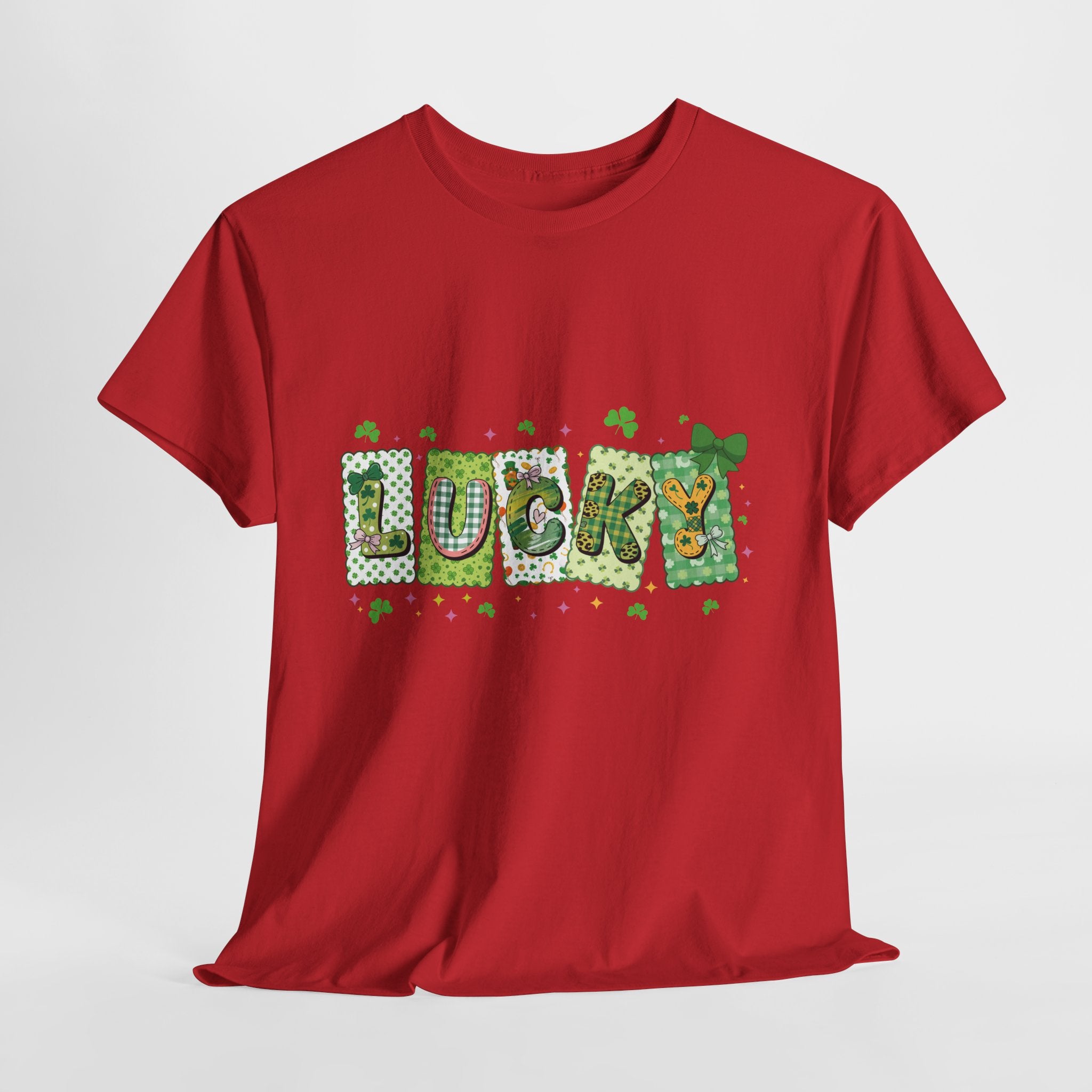 Lucky Patchwork Plaid Clover Tee — St. Patrick’s Day Unisex Cotton T-Shirt