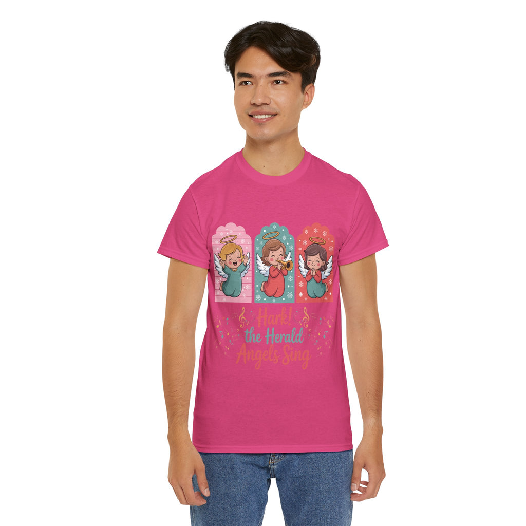 Hark! The Herald Angels Sing Tee — Three Singing Angels Christmas Unisex Cotton T-Shirt