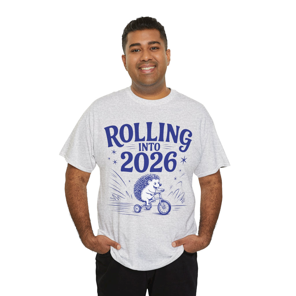 Rolling Into 2026 Hedgehog Tricycle Unisex Cotton Tee
