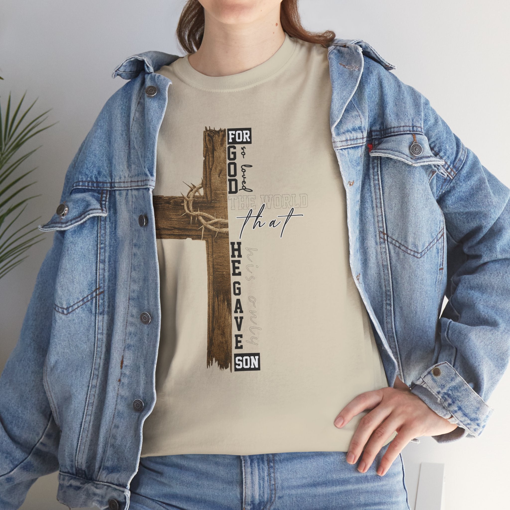 For That Son T-Shirt — Wooden Cross & Crown of Thorns Christian Unisex Cotton Tee