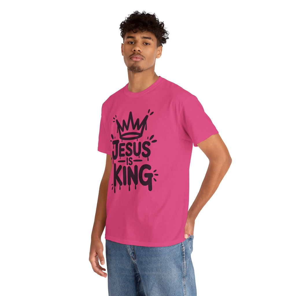 Jesus Is King Crown T-Shirt — Minimalist Christian Unisex Cotton Tee