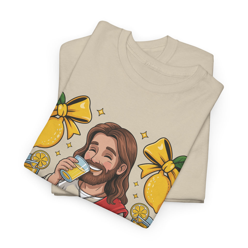 Jesus Drinking Lemonade T-Shirt — "Life Gave Me Some Lemons" Christian Unisex Cotton Tee