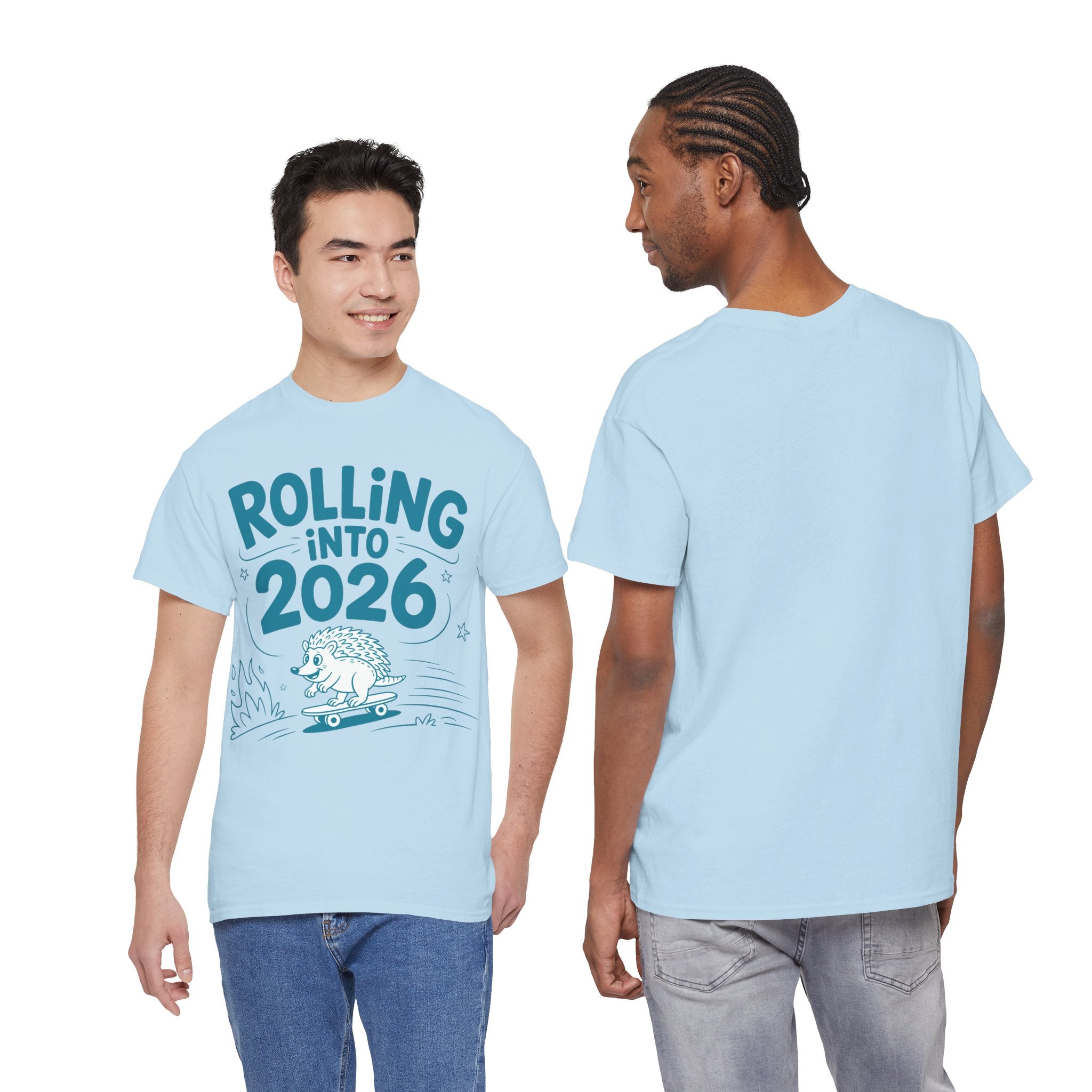 Rolling Into 2026 Hedgehog Skateboard Unisex Cotton Tee