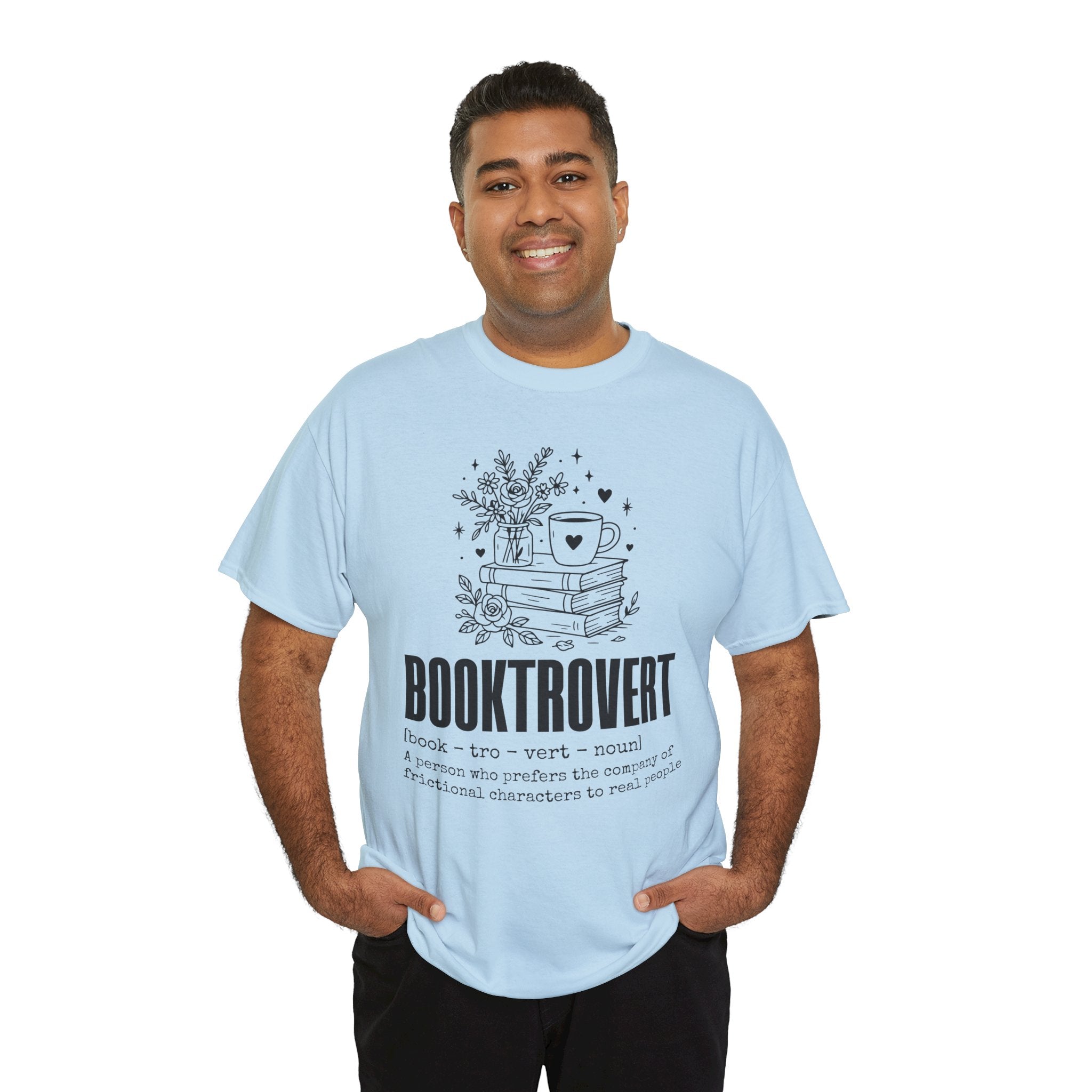Booktrovert Graphic Tee — "Booktrovert" Definition, Books & Coffee Design Unisex Cotton Tee