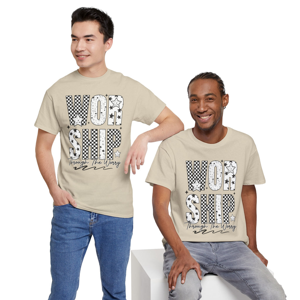 WORSHIP Through The Worry Checkerboard Unisex Cotton Tee