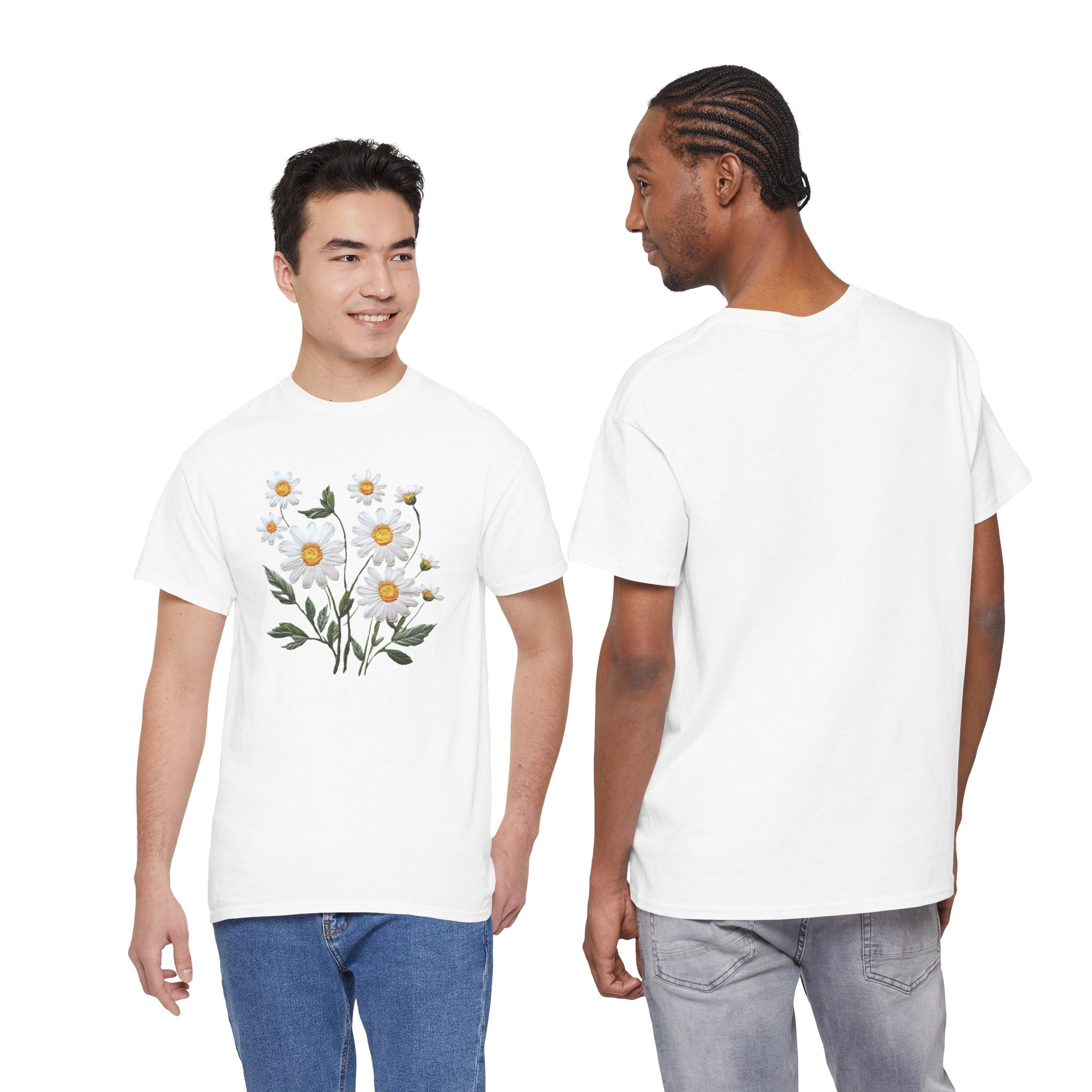 God Is Good All The Time Embroidered Daisy Unisex Cotton Tee