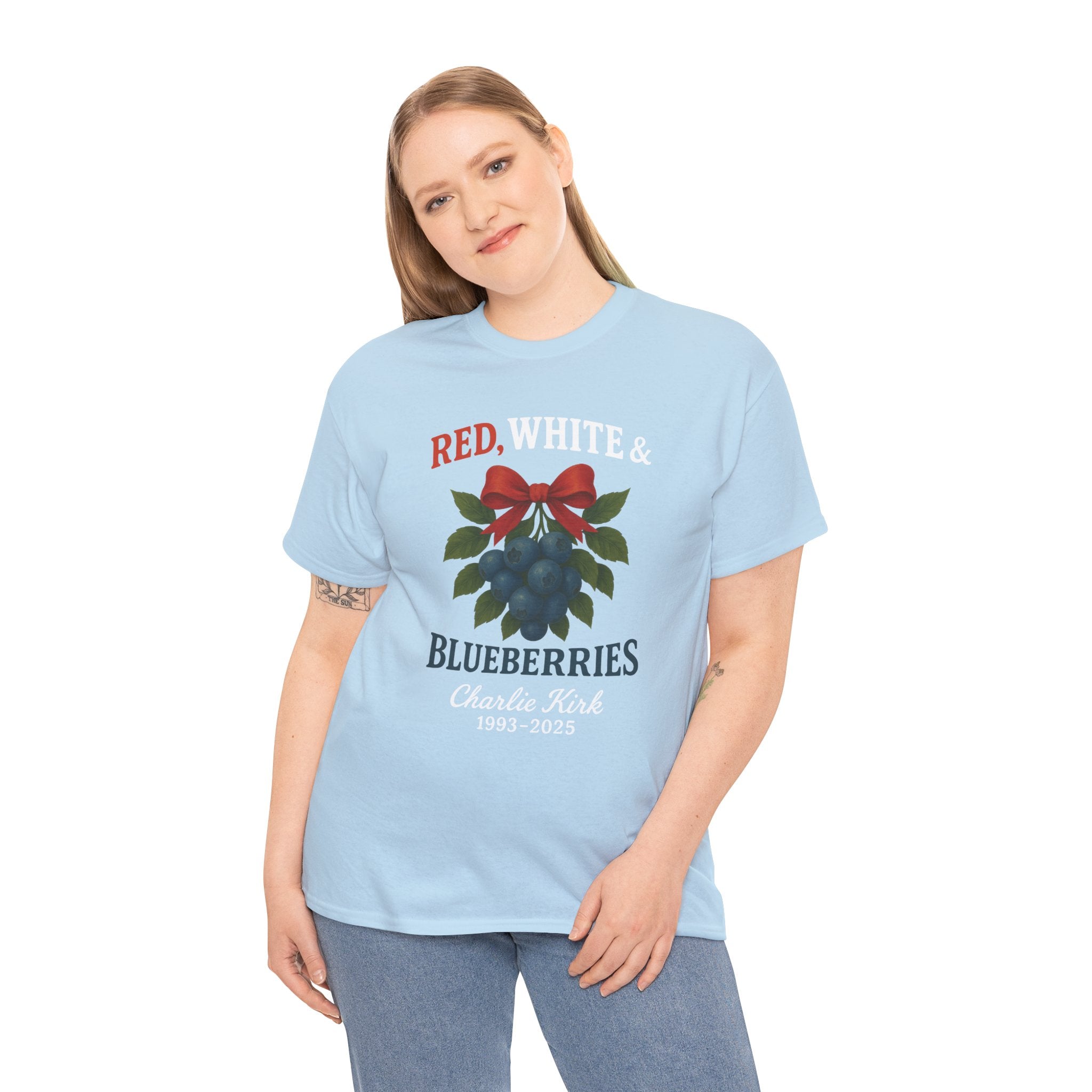 Red, White & Blueberries T-Shirt — Patriotic Blueberry Graphic Unisex Cotton Tee