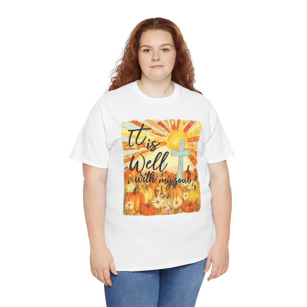 It Is Well With My Soul Pumpkin Sunrise Unisex Cotton T-Shirt