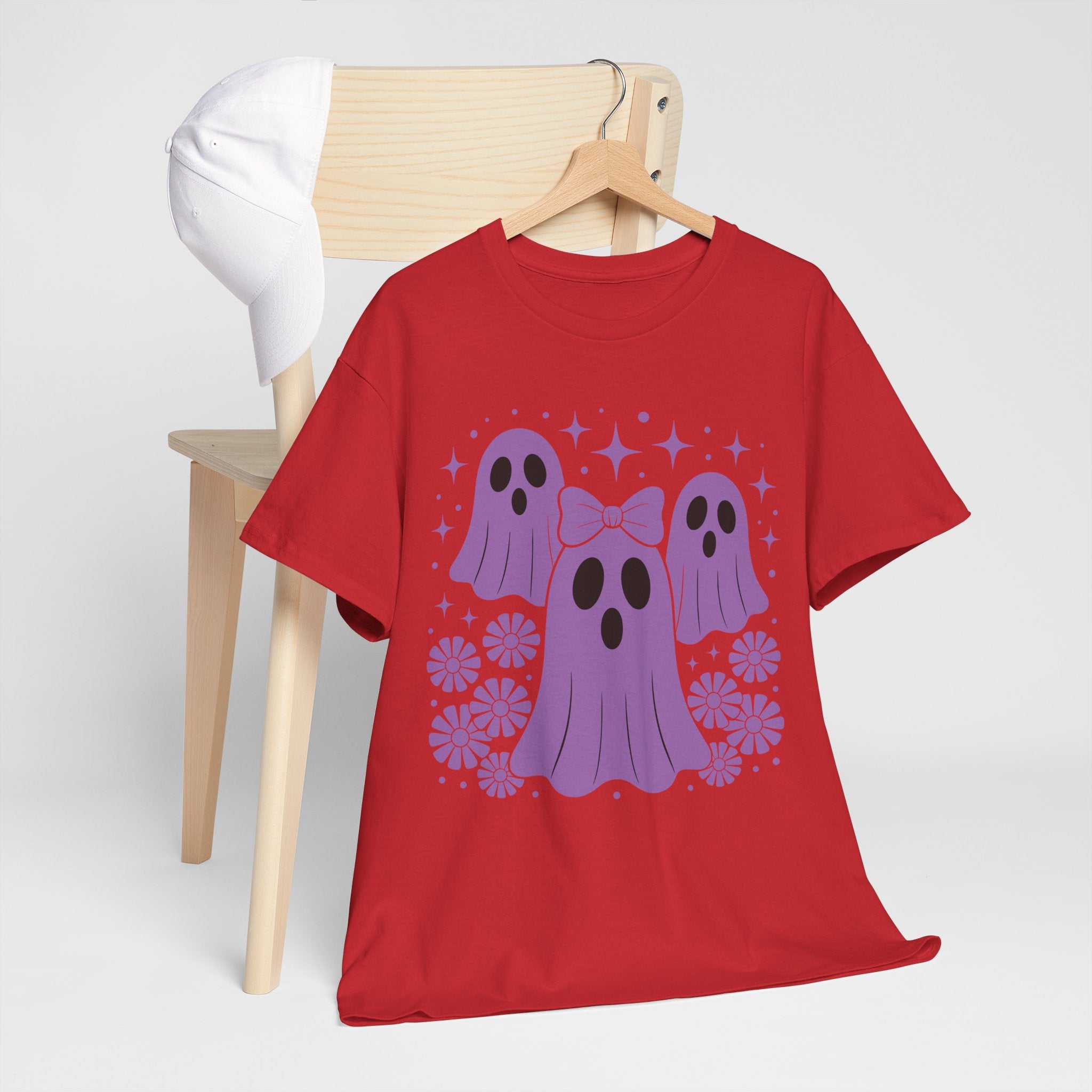 Purple Ghost Halloween Unisex Cotton Tee
