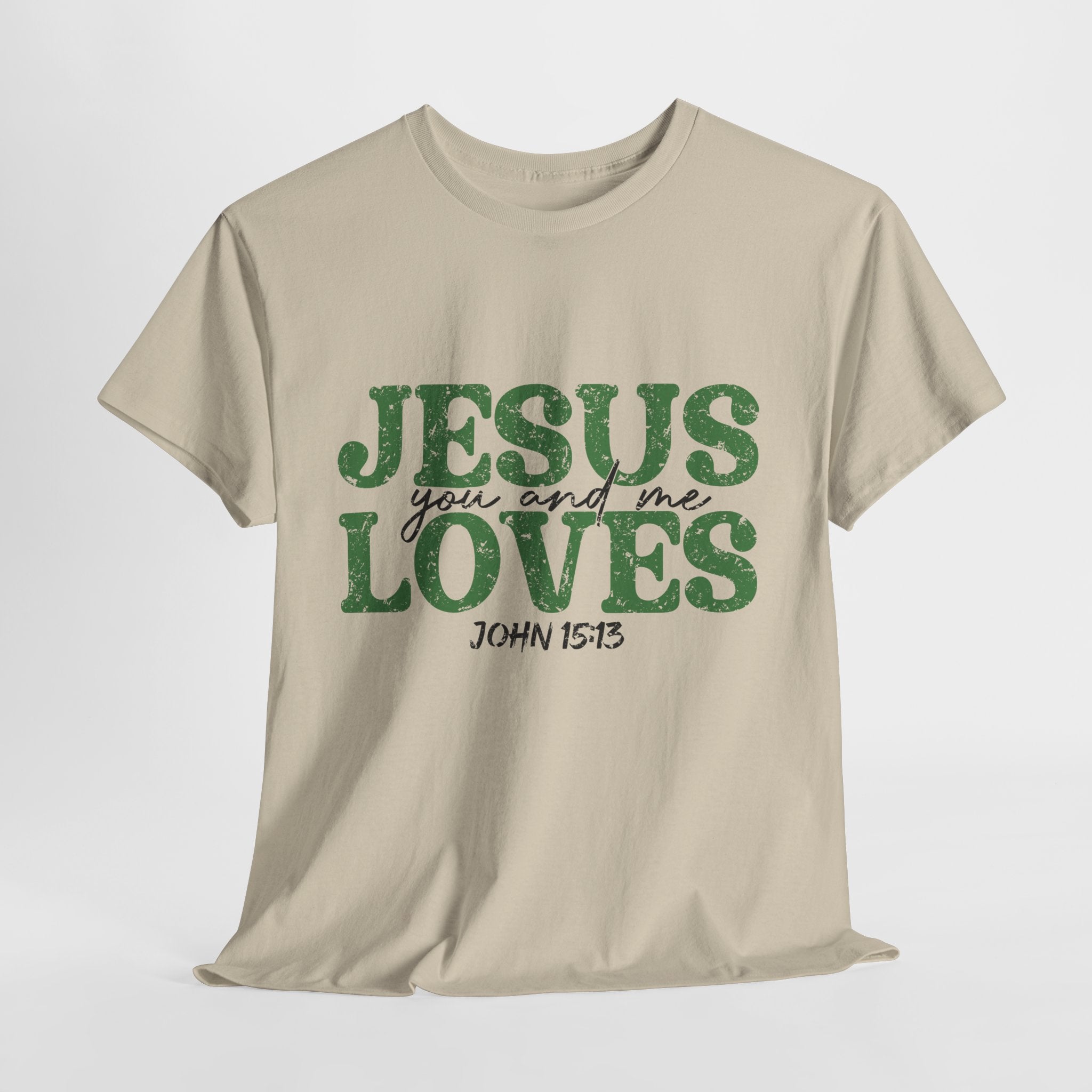 Jesus Loves Vintage Tee — Green Retro Christian Unisex Cotton T-Shirt