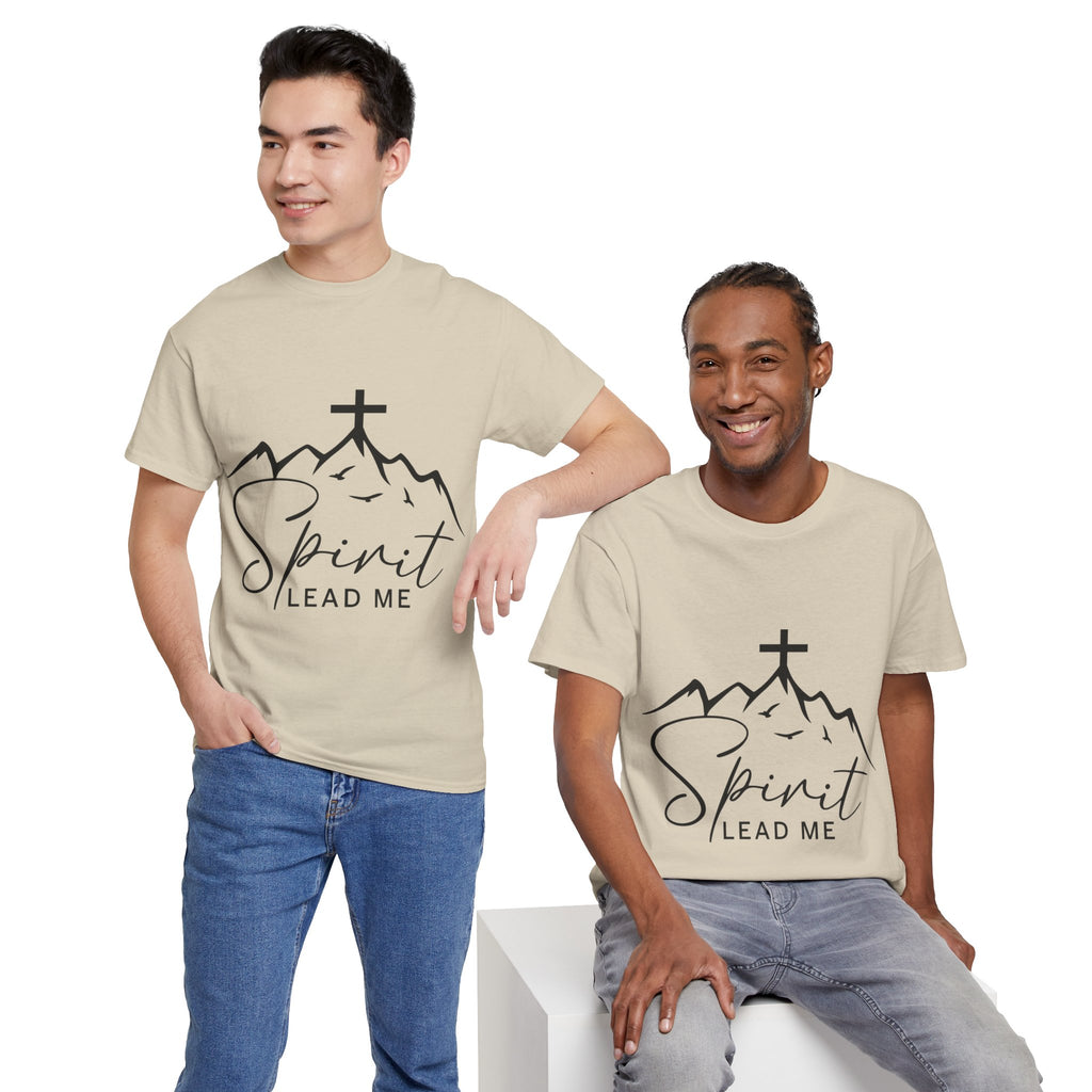 Spirit Lead Me Christian T‑Shirt — Minimalist Cross Unisex Cotton Tee