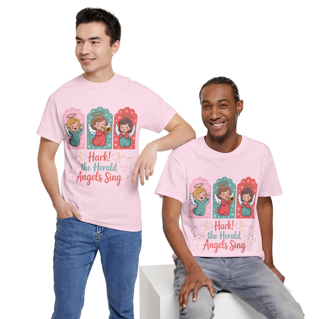 Hark! The Herald Angels Sing Tee — Three Singing Angels Christmas Unisex Cotton T-Shirt