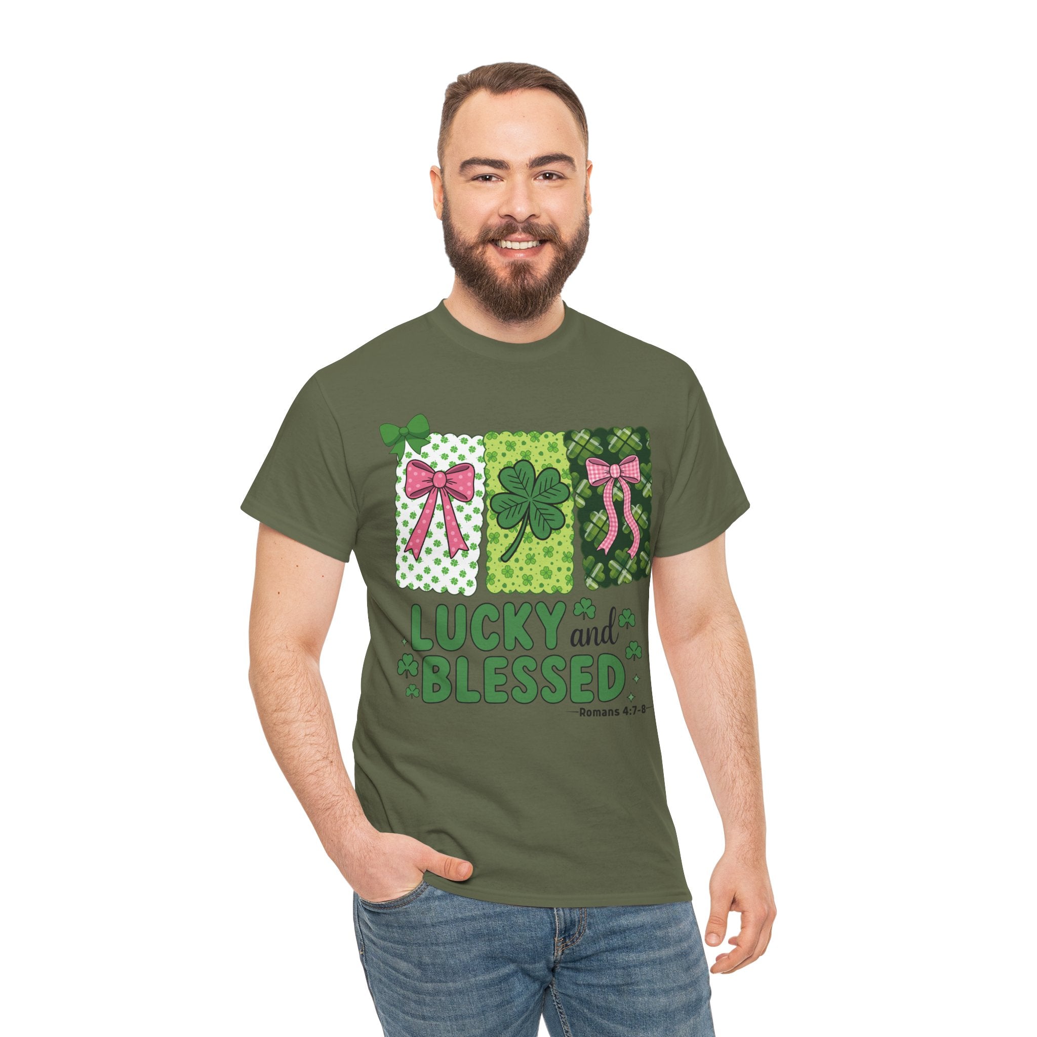 Lucky and Blessed Clover Unisex Cotton Tee