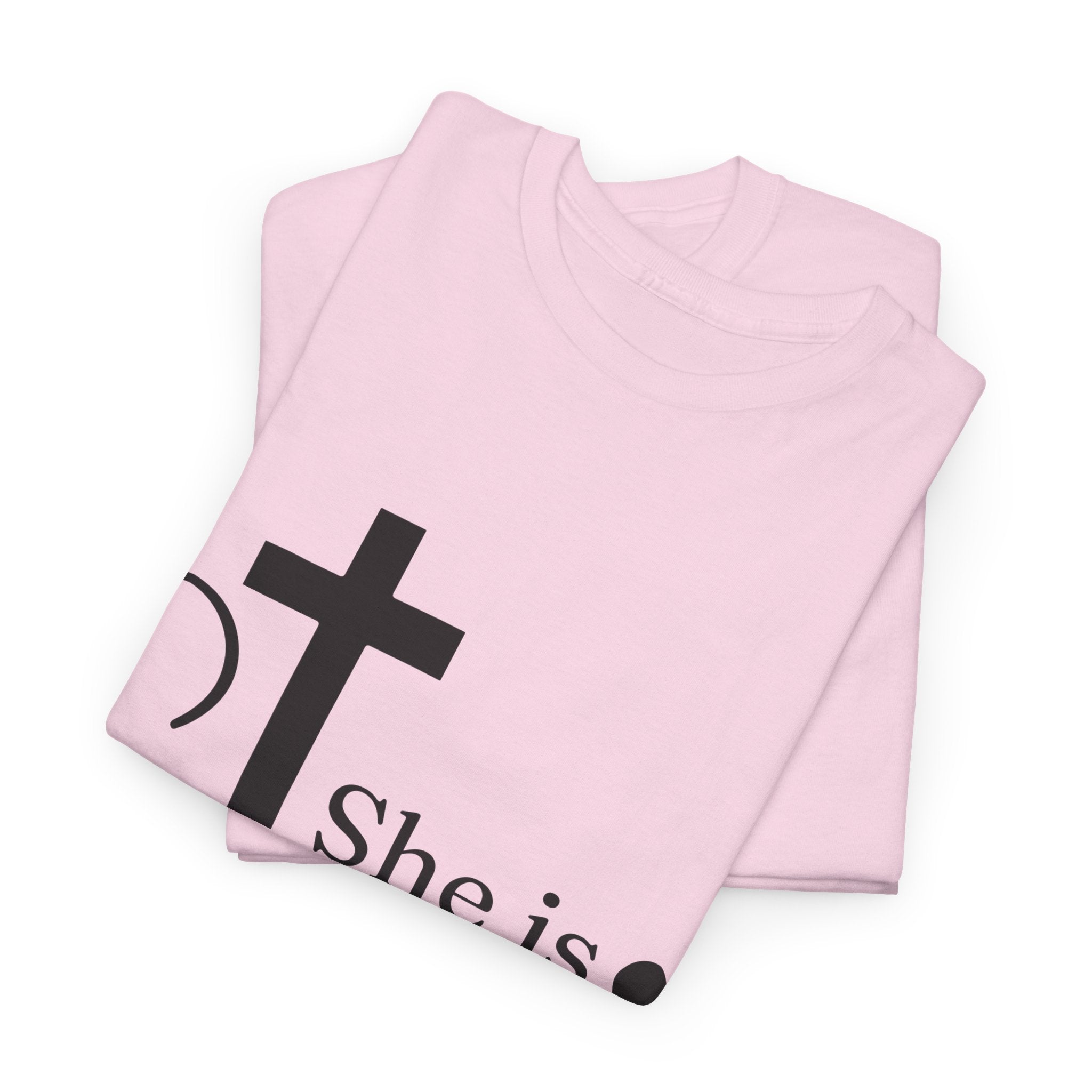 Proverbs 31:25 'She is Strong' T-Shirt – Christian Cross & Heart Unisex Cotton Tee