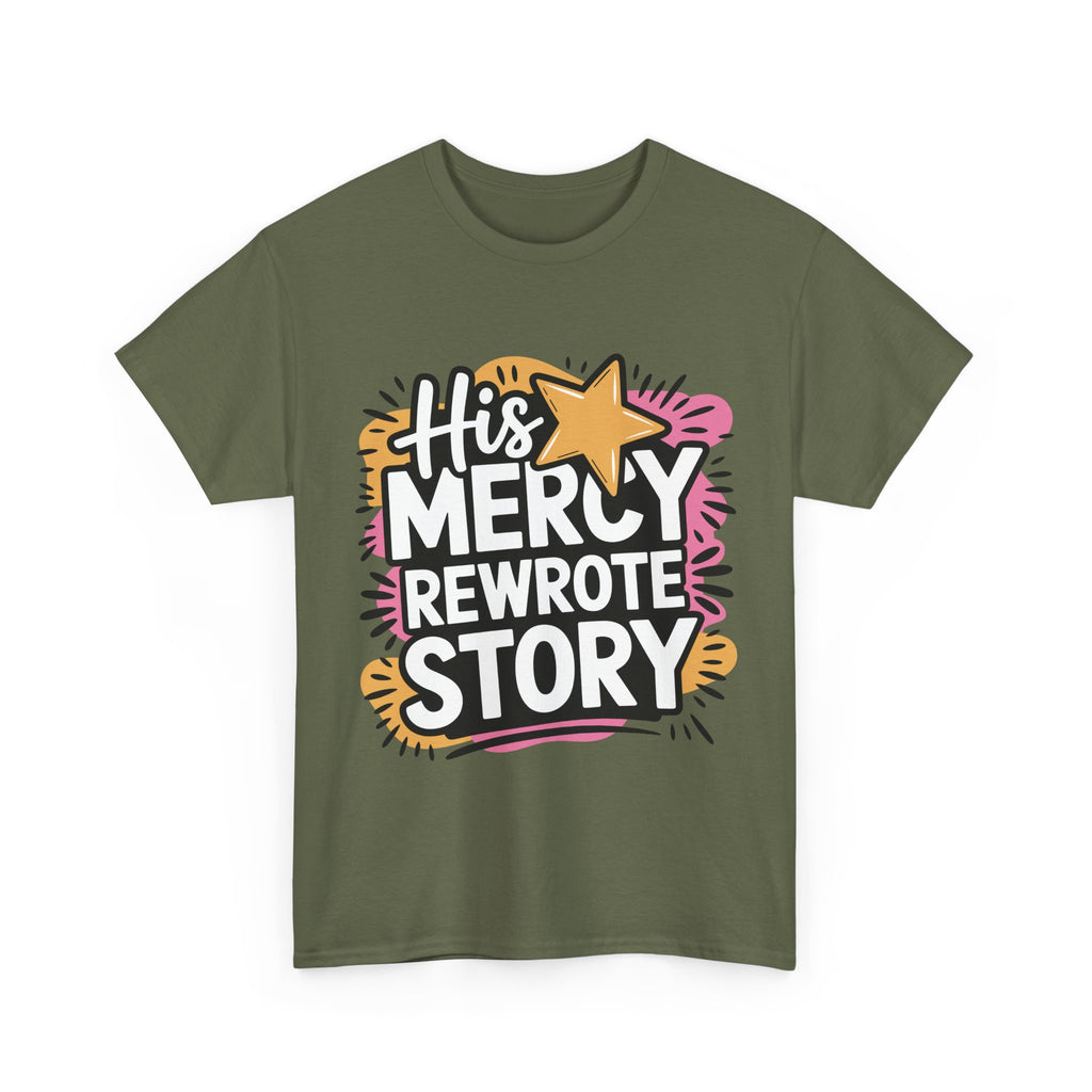 His Mercy Rewrote My Story Tee — Retro Christian Graphic T-Shirt