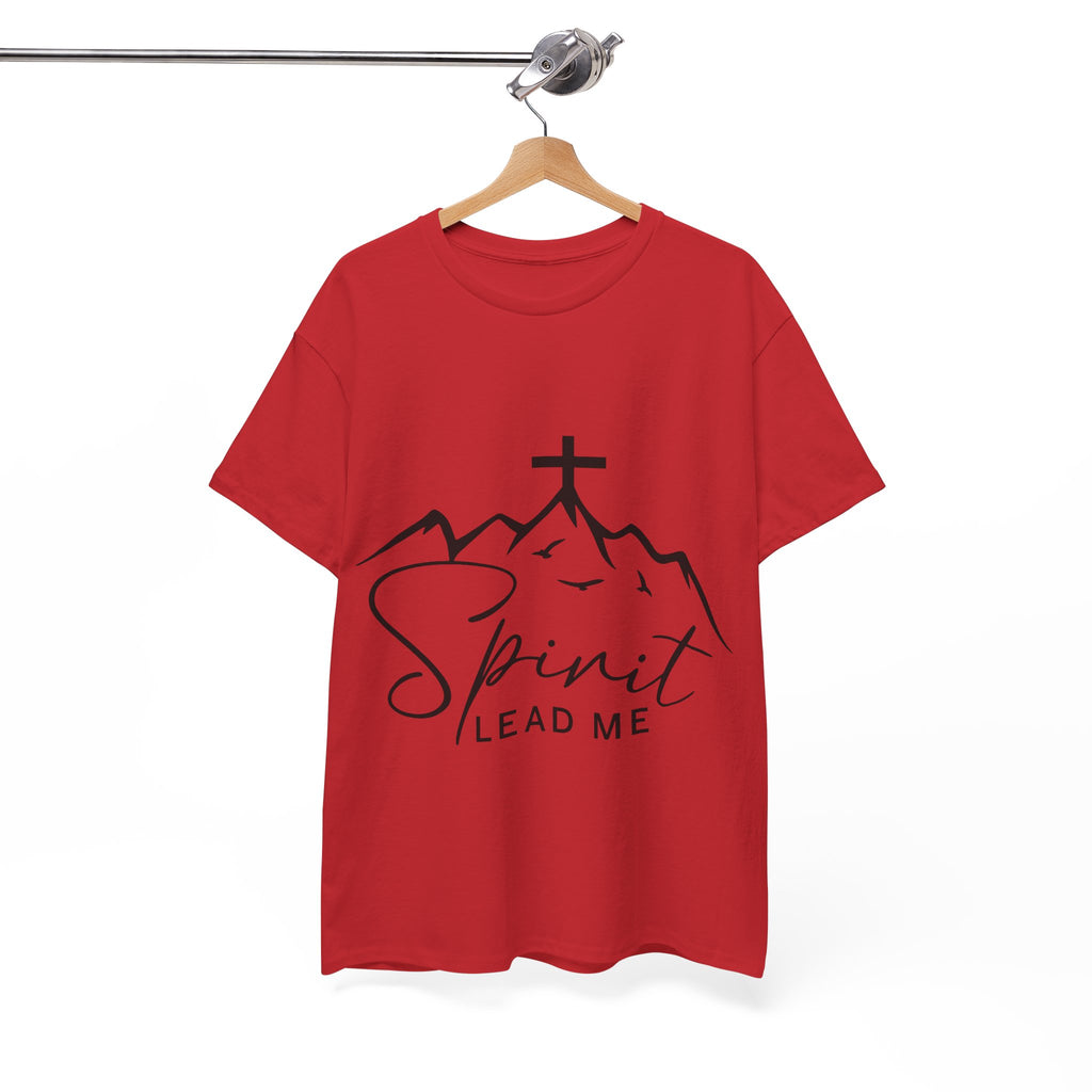 Spirit Lead Me Christian T‑Shirt — Minimalist Cross Unisex Cotton Tee