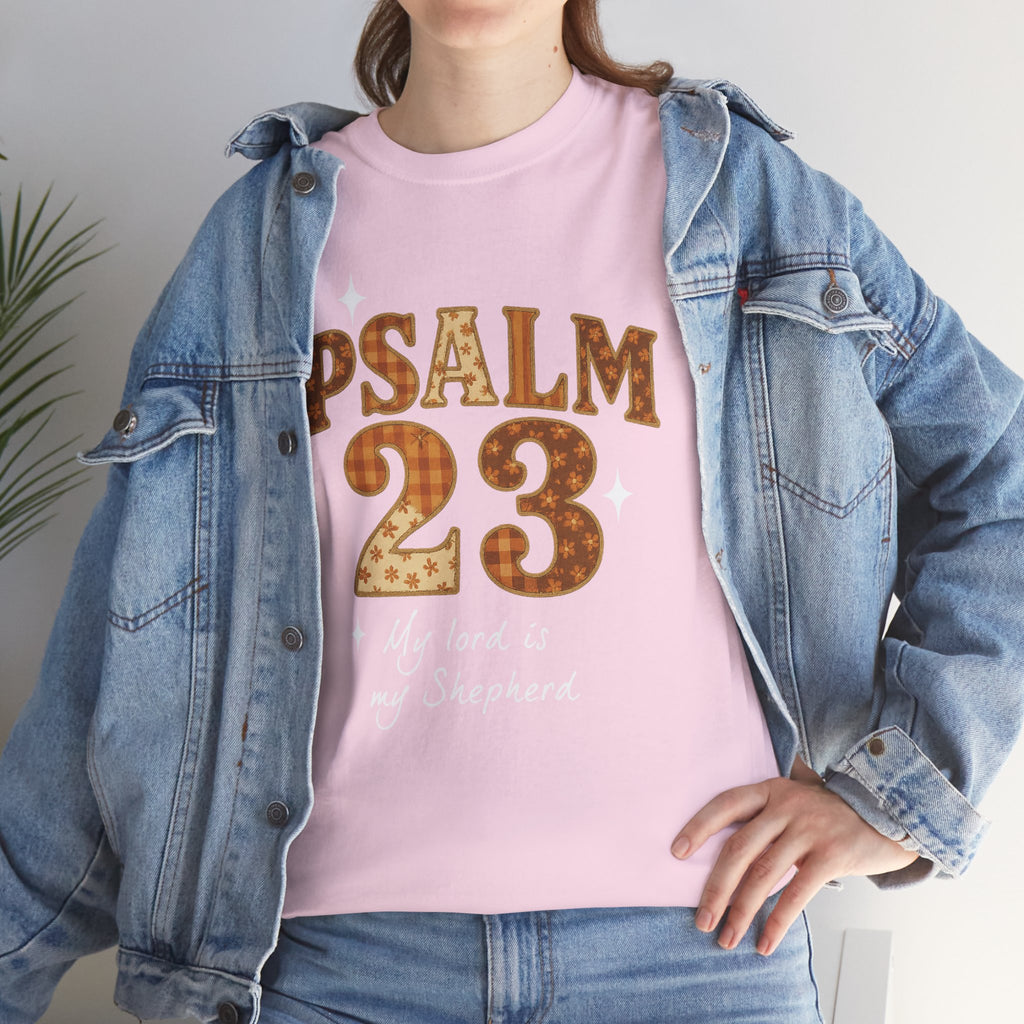 Psalm 23 Floral Tee — “My Lord Is My Shepherd” Stitched-Text Unisex Cotton Tee