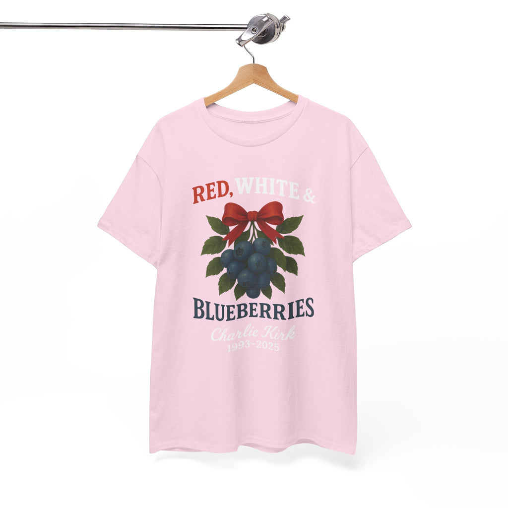 Red, White & Blueberries T-Shirt — Patriotic Blueberry Graphic Unisex Cotton Tee