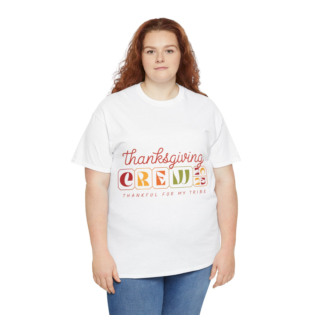 Thanksgiving Crew 2025 Tee — "Thankful for My Tribe" Autumn Holiday Unisex Cotton Tshirt