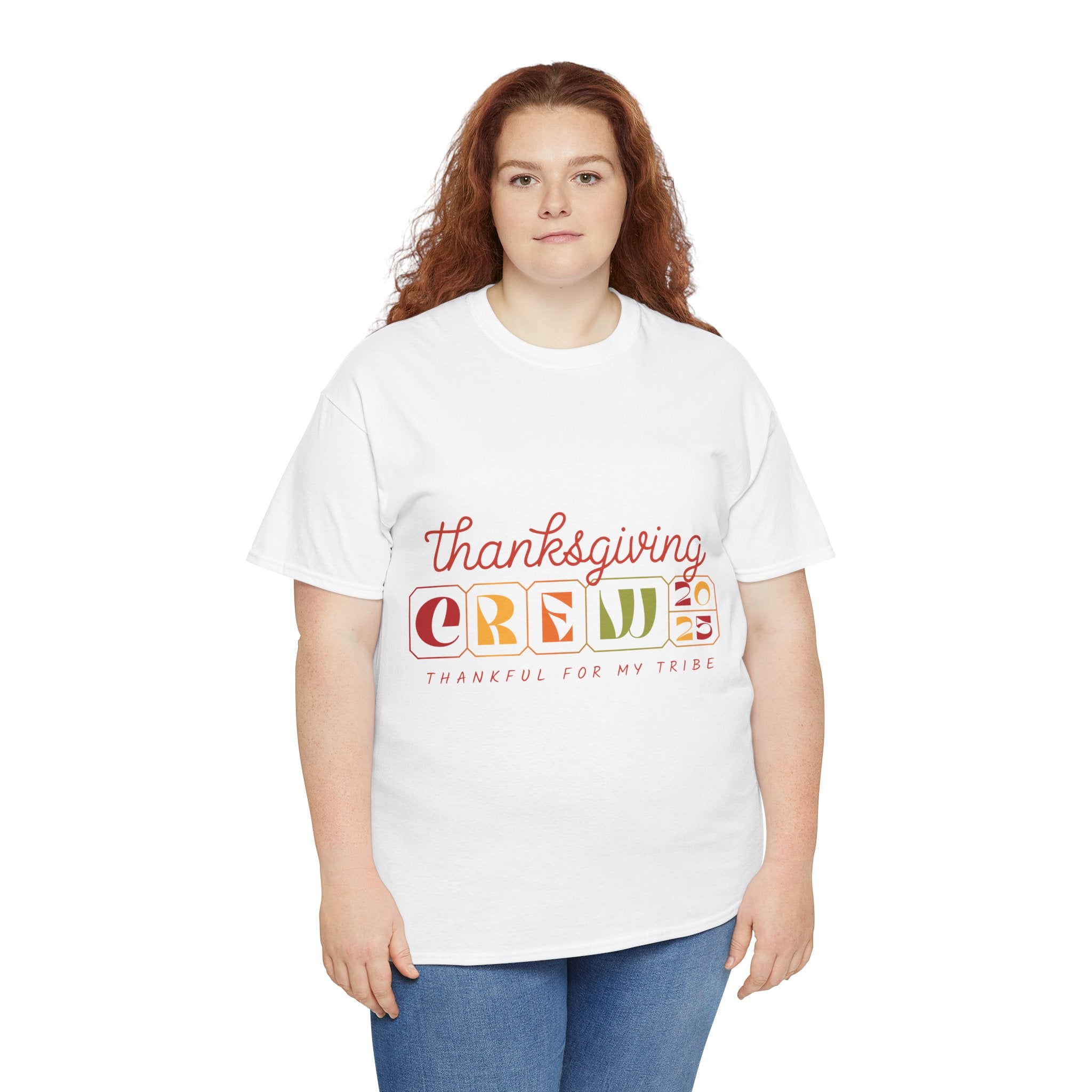 Thanksgiving Crew 2025 Tee — "Thankful for My Tribe" Autumn Holiday Unisex Cotton Tshirt