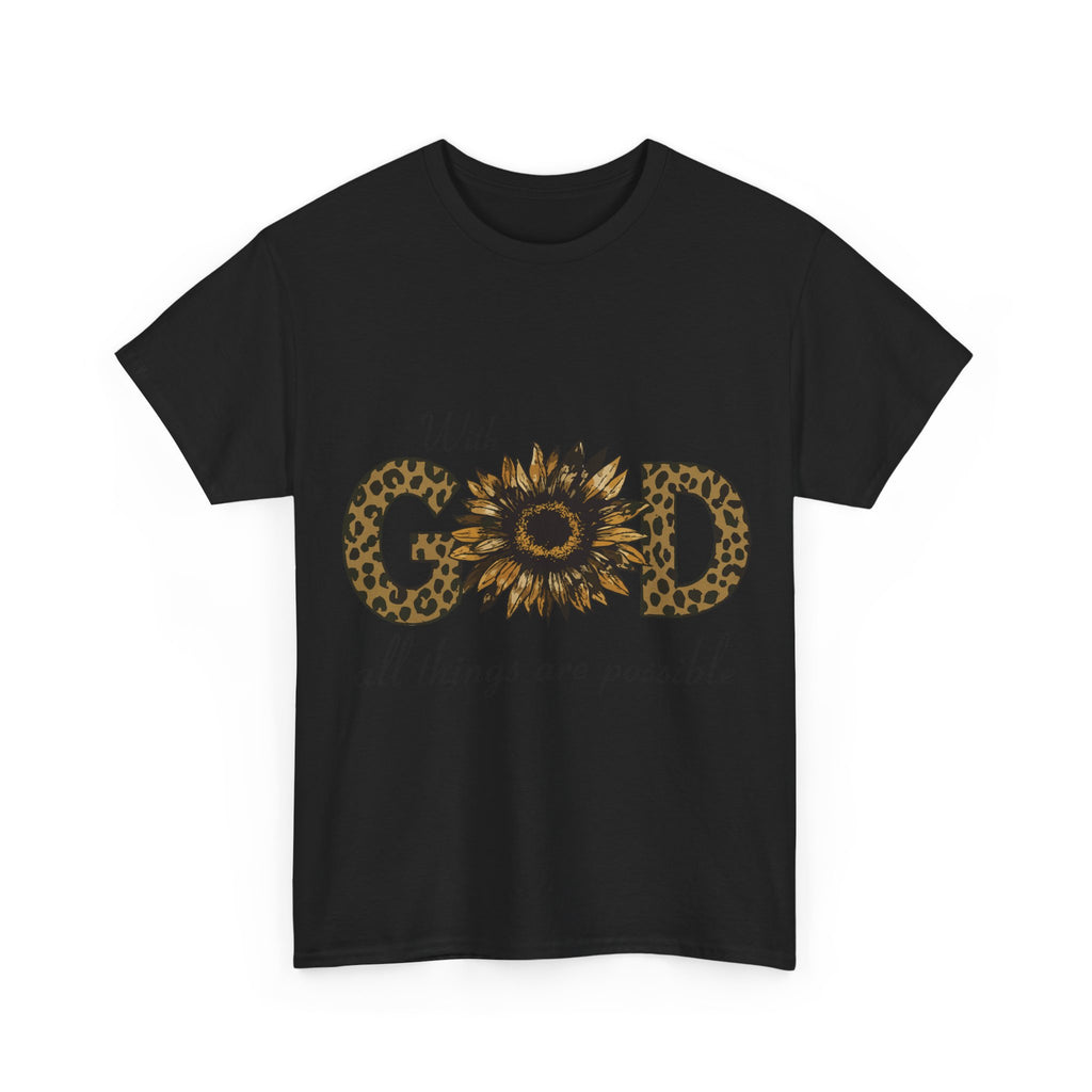 GOD Leopard Print Sunflower Unisex Cotton Tee