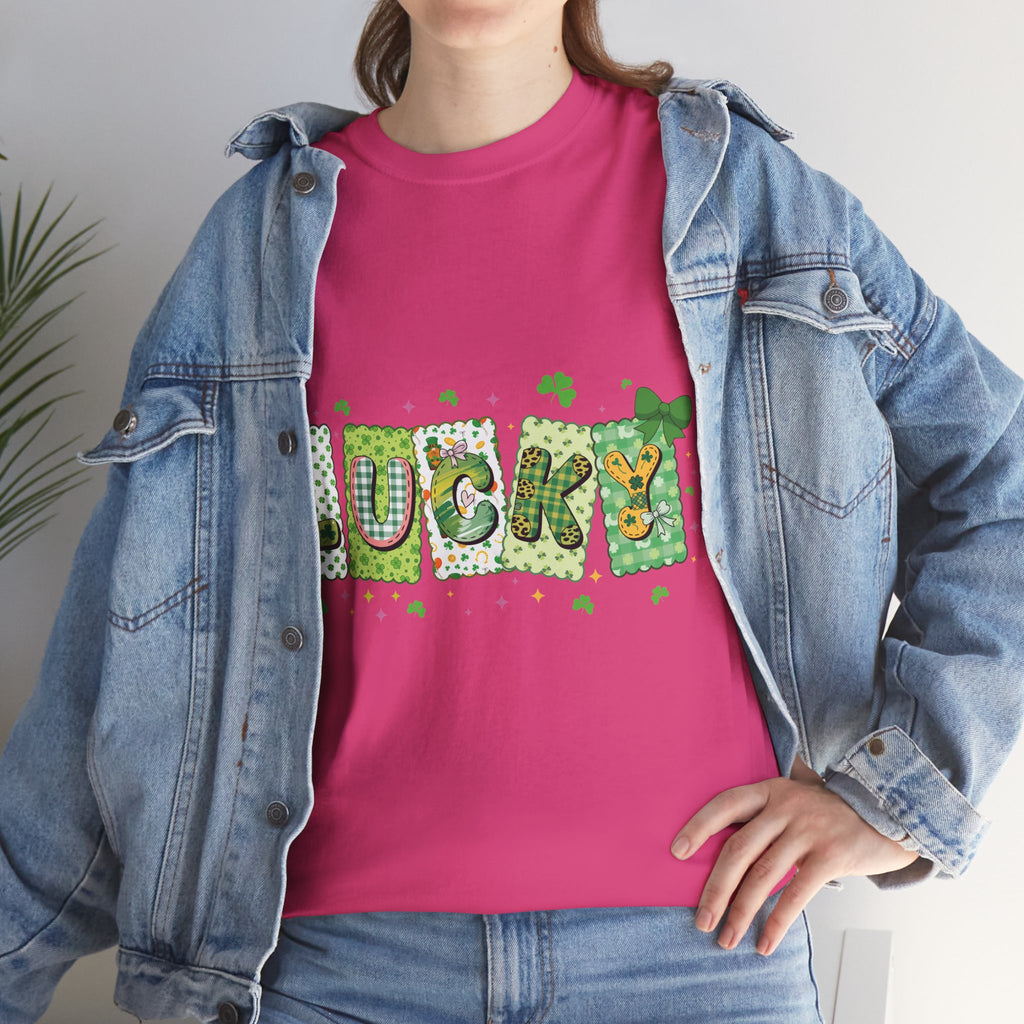 Lucky Patchwork Plaid Clover Tee — St. Patrick’s Day Unisex Cotton T-Shirt