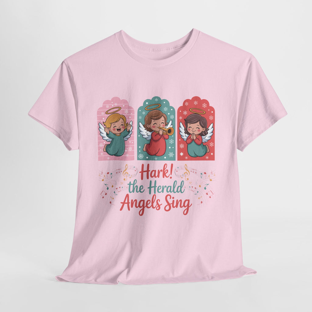 Hark! The Herald Angels Sing Tee — Three Singing Angels Christmas Unisex Cotton T-Shirt