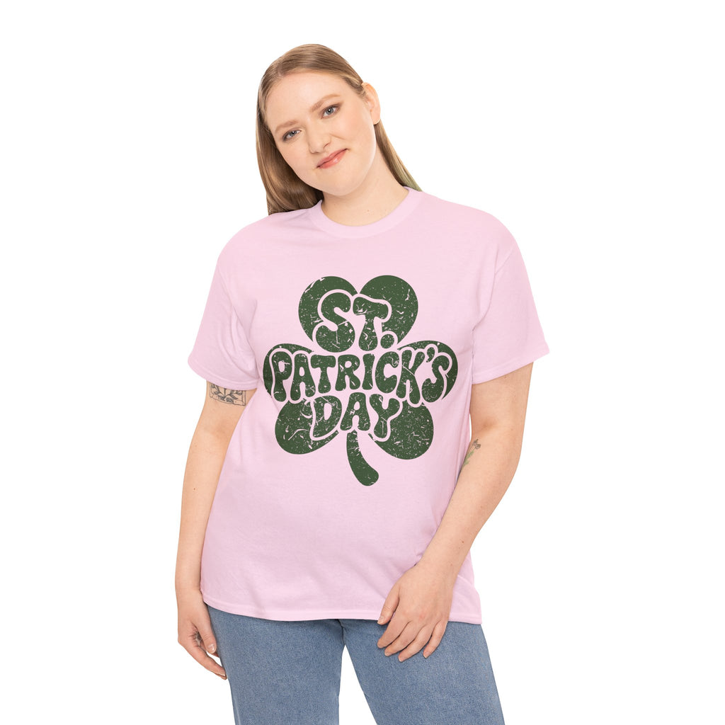 St. Patrick's Day Shamrock Tee — Retro Bubble Lettering Unisex Cotton Tee