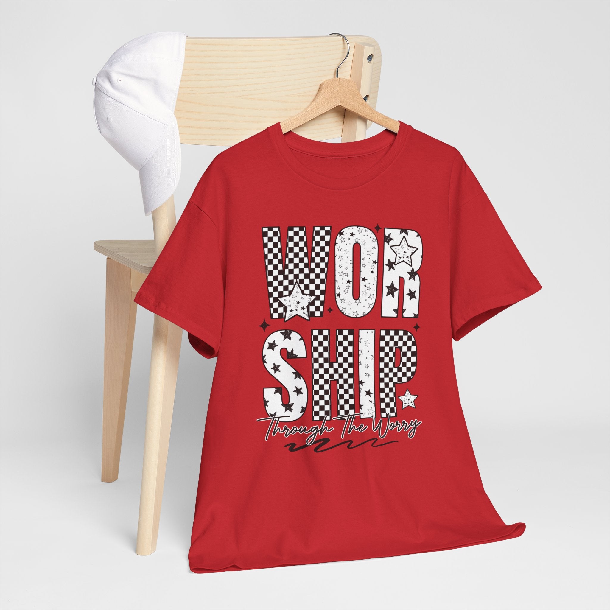 WORSHIP Through The Worry Checkerboard Unisex Cotton Tee